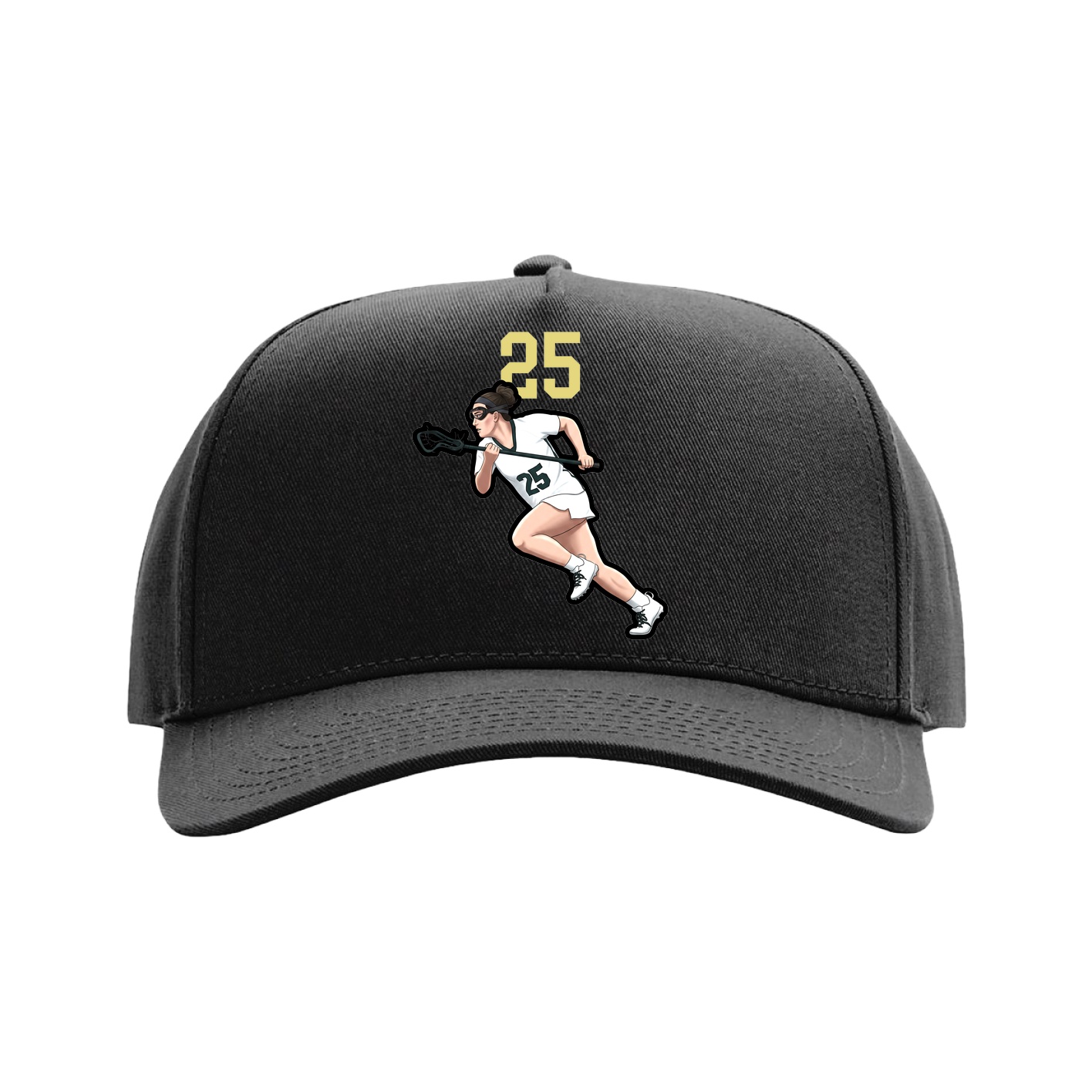 Full Fabric Five-Panel Champ Cap — Number Top in Black