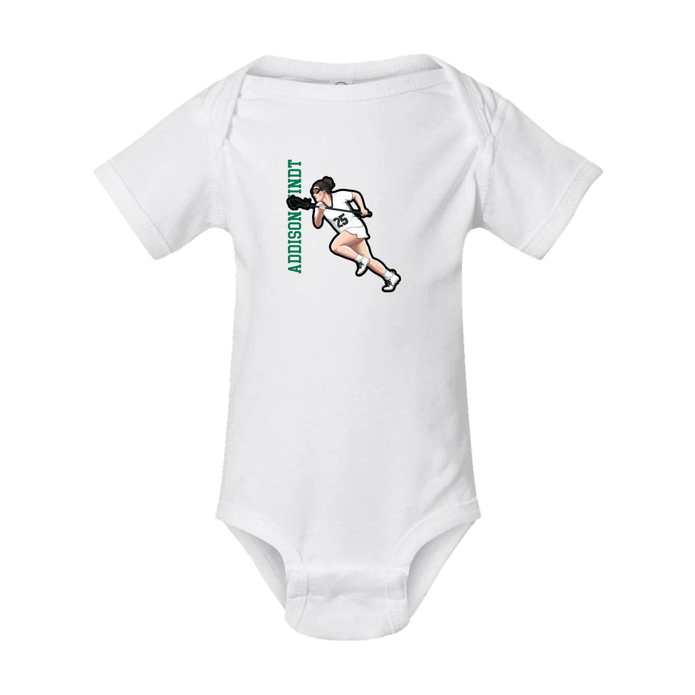 Baby Onesie — Name Vertical in White