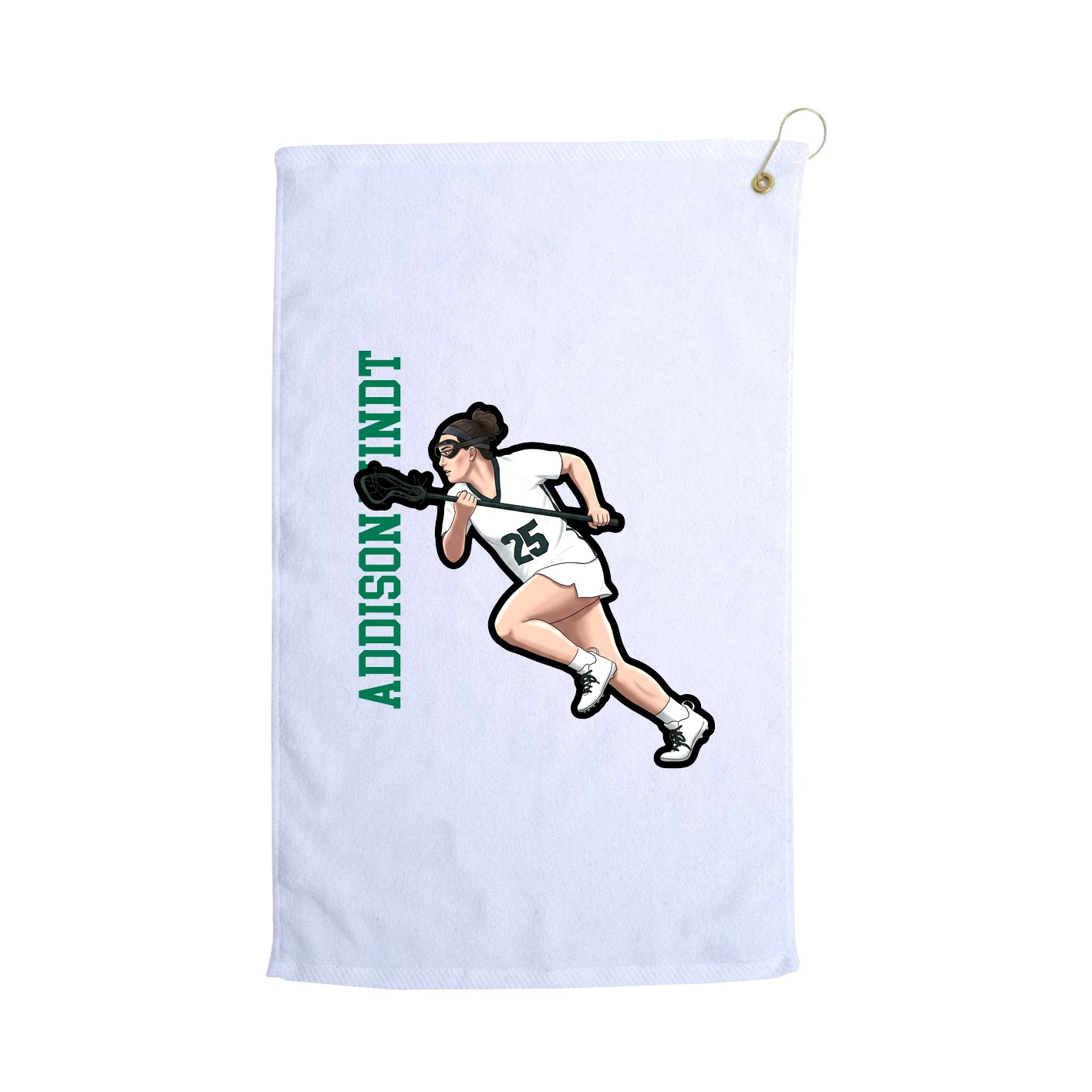 Golf Towel — Name Vertical in White
