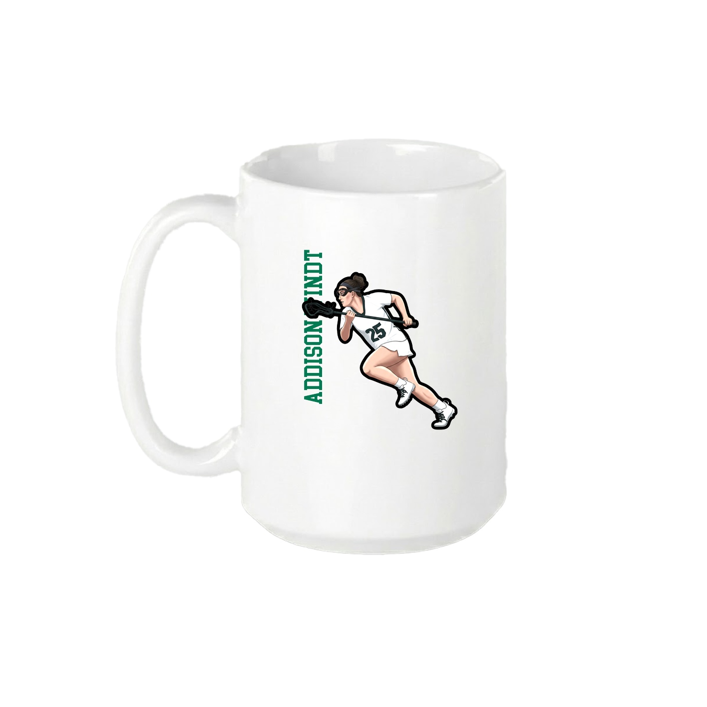 15oz Coffee Mug — Name Vertical in White