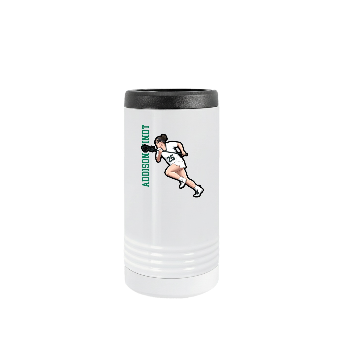 Slim Beverage Holder — Name Vertical in White