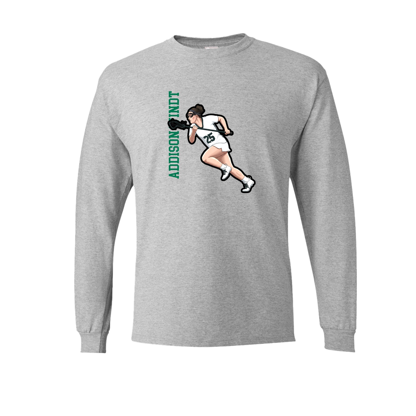 Long Sleeve Tee — Name Vertical in Grey