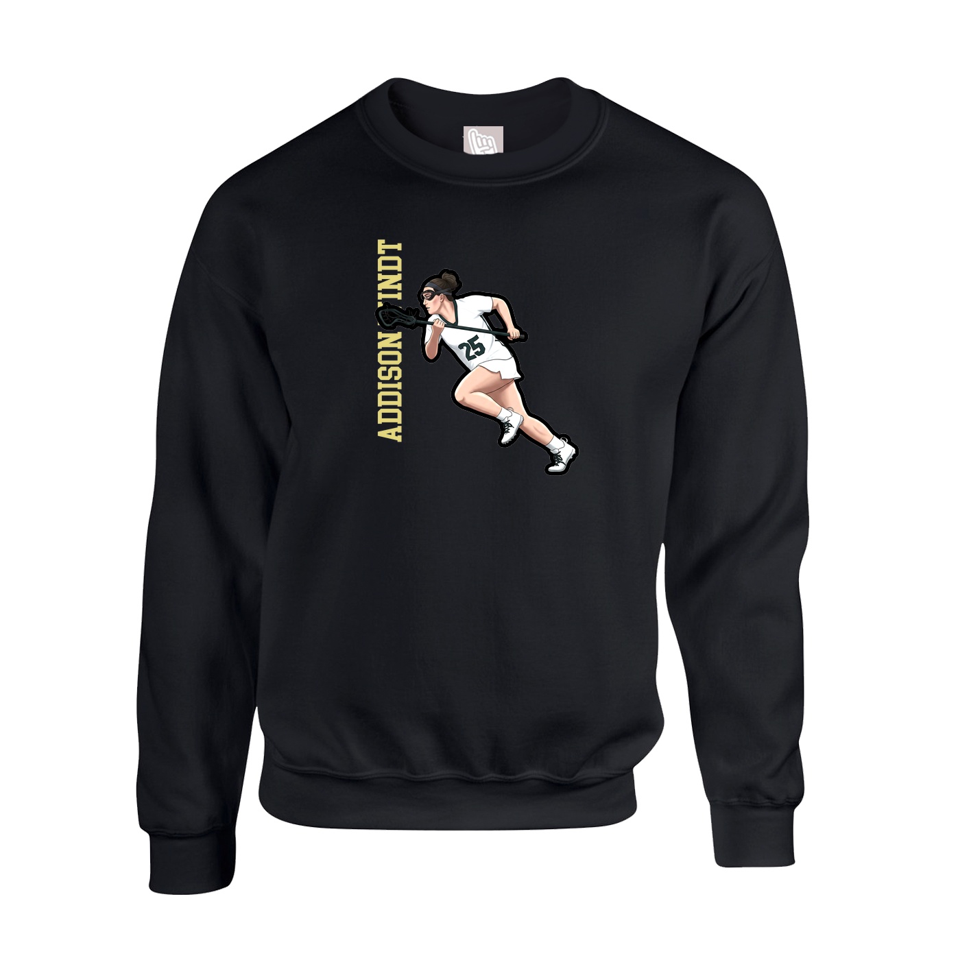Fleece Crew — Name Vertical in Black