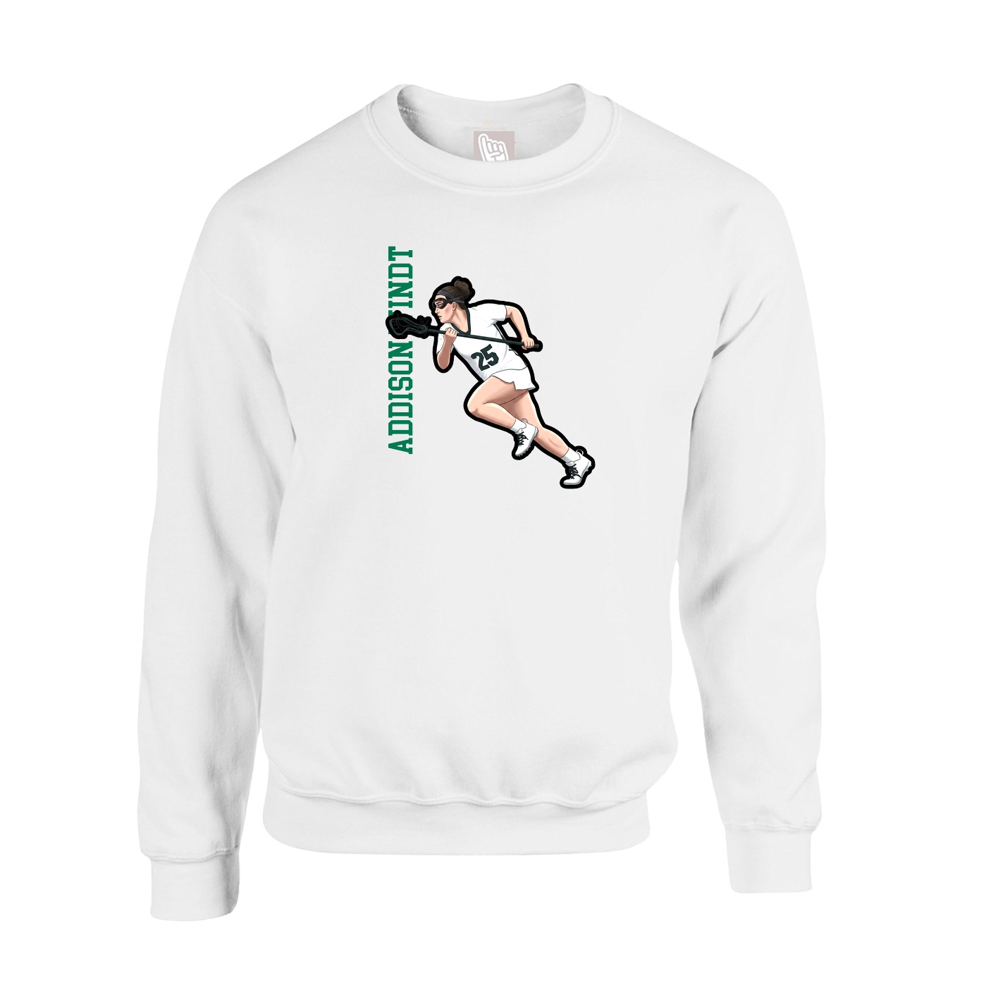 Fleece Crew — Name Vertical in White