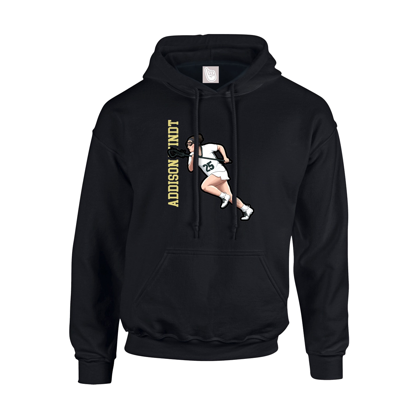 Youth Hoodie — Name Vertical in Black