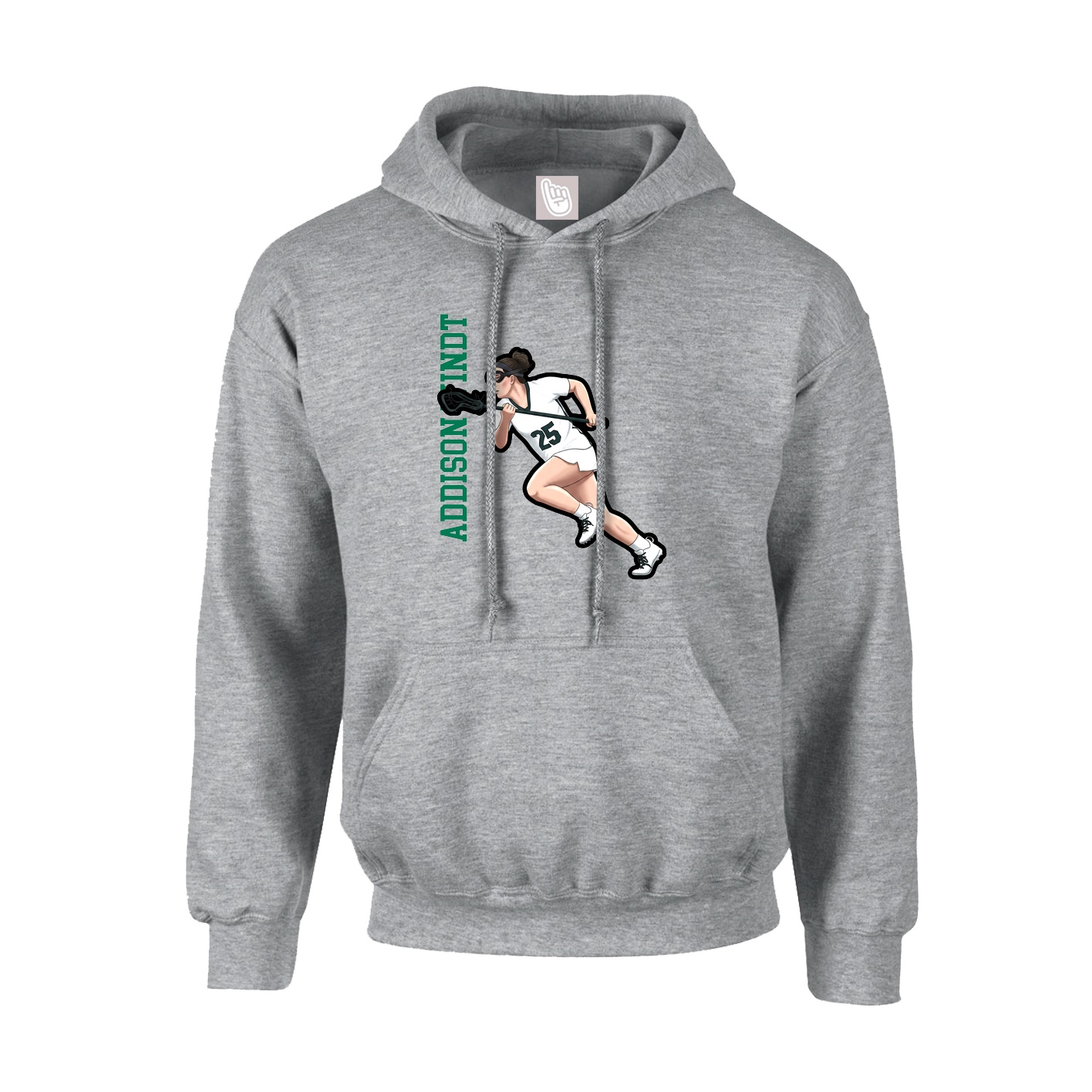 Youth Hoodie — Name Vertical in Grey