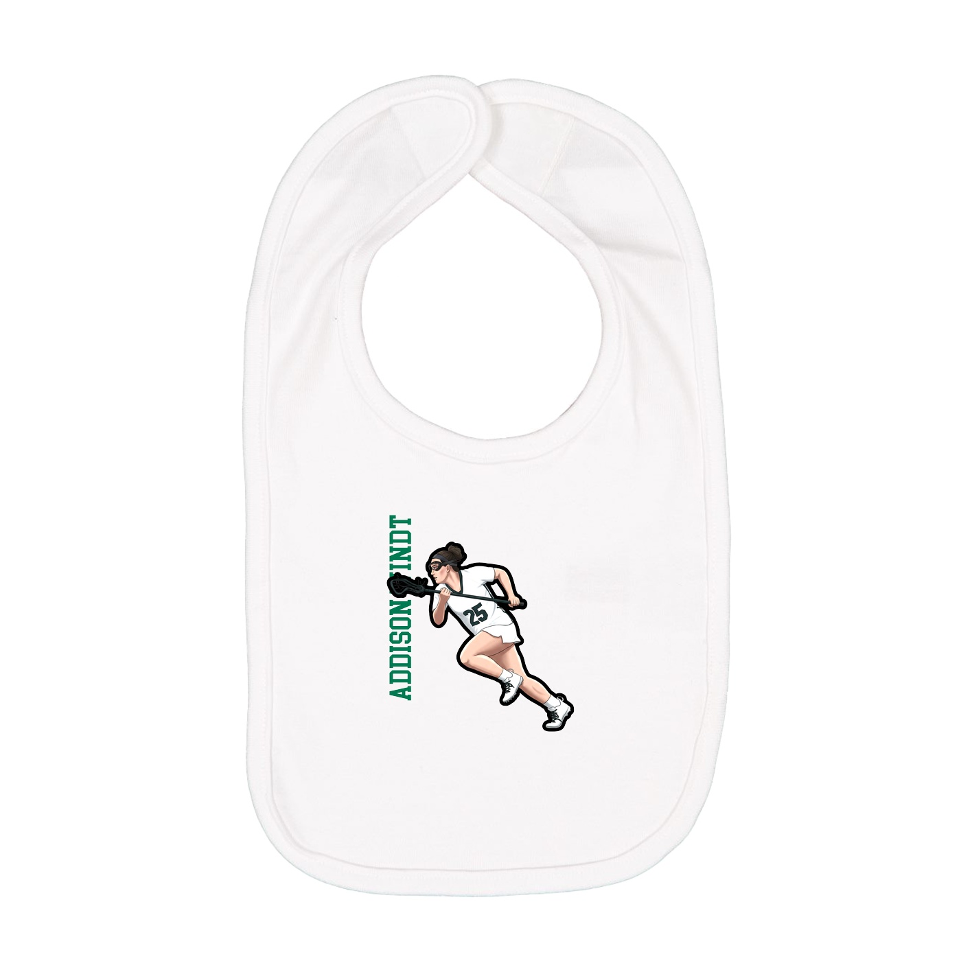 Infant Bib — Name Vertical in White