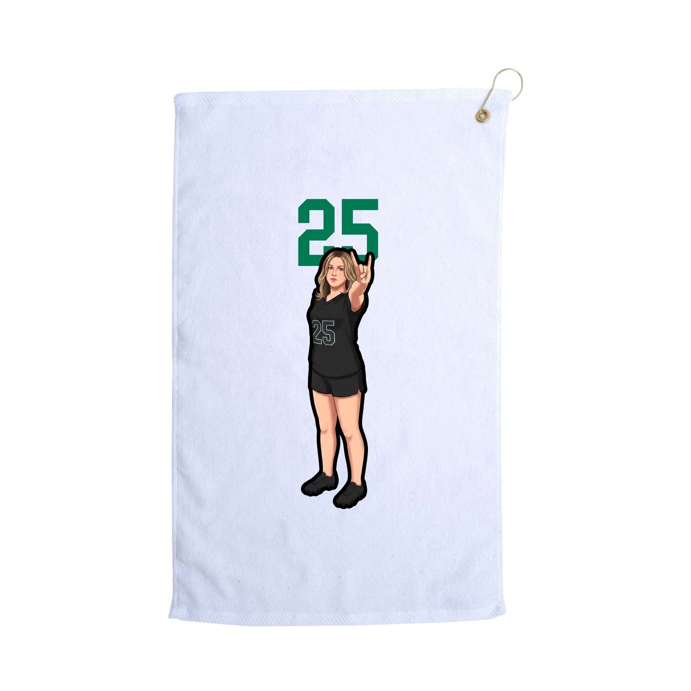 Golf Towel — Number Top in White