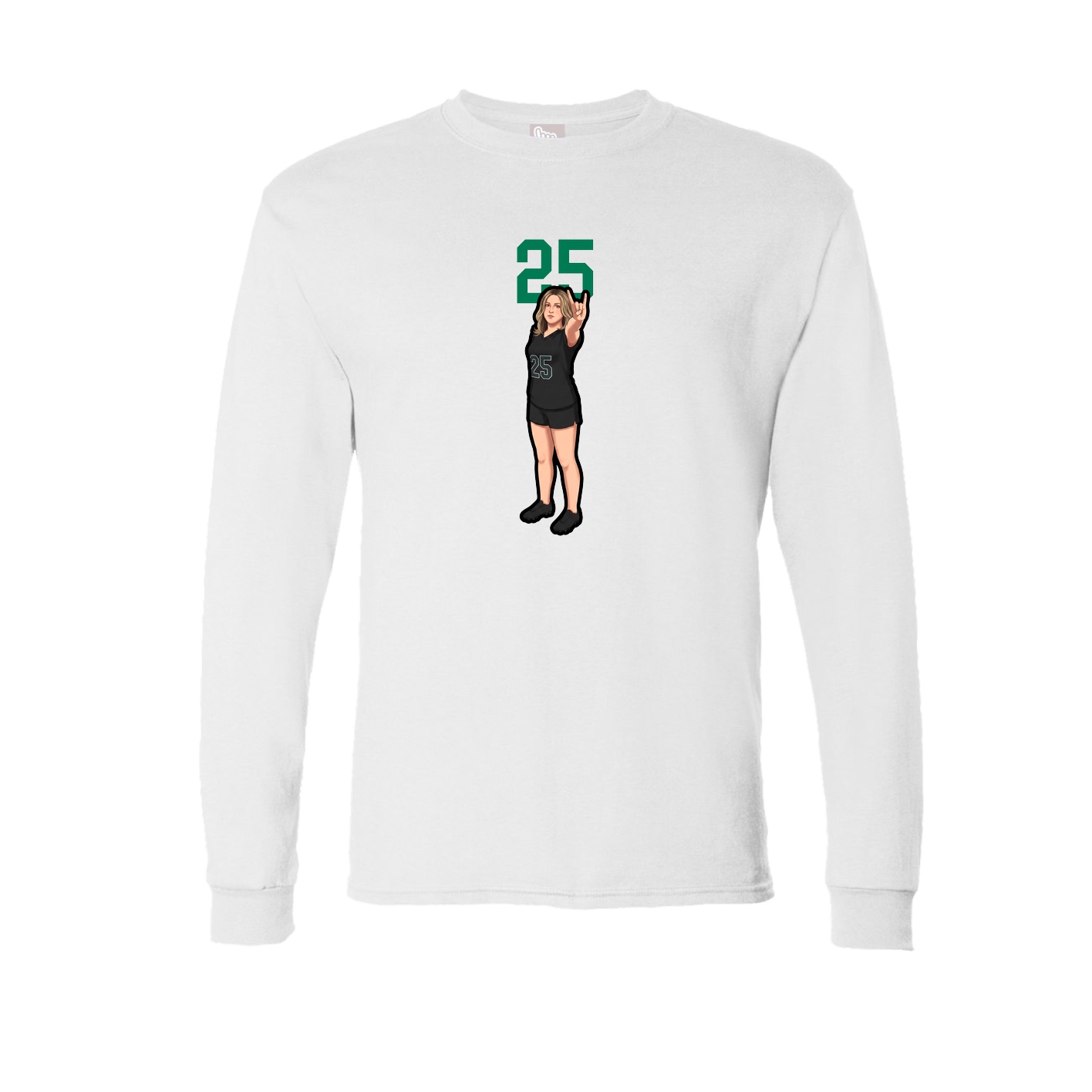 Long Sleeve Tee — Number Top in White