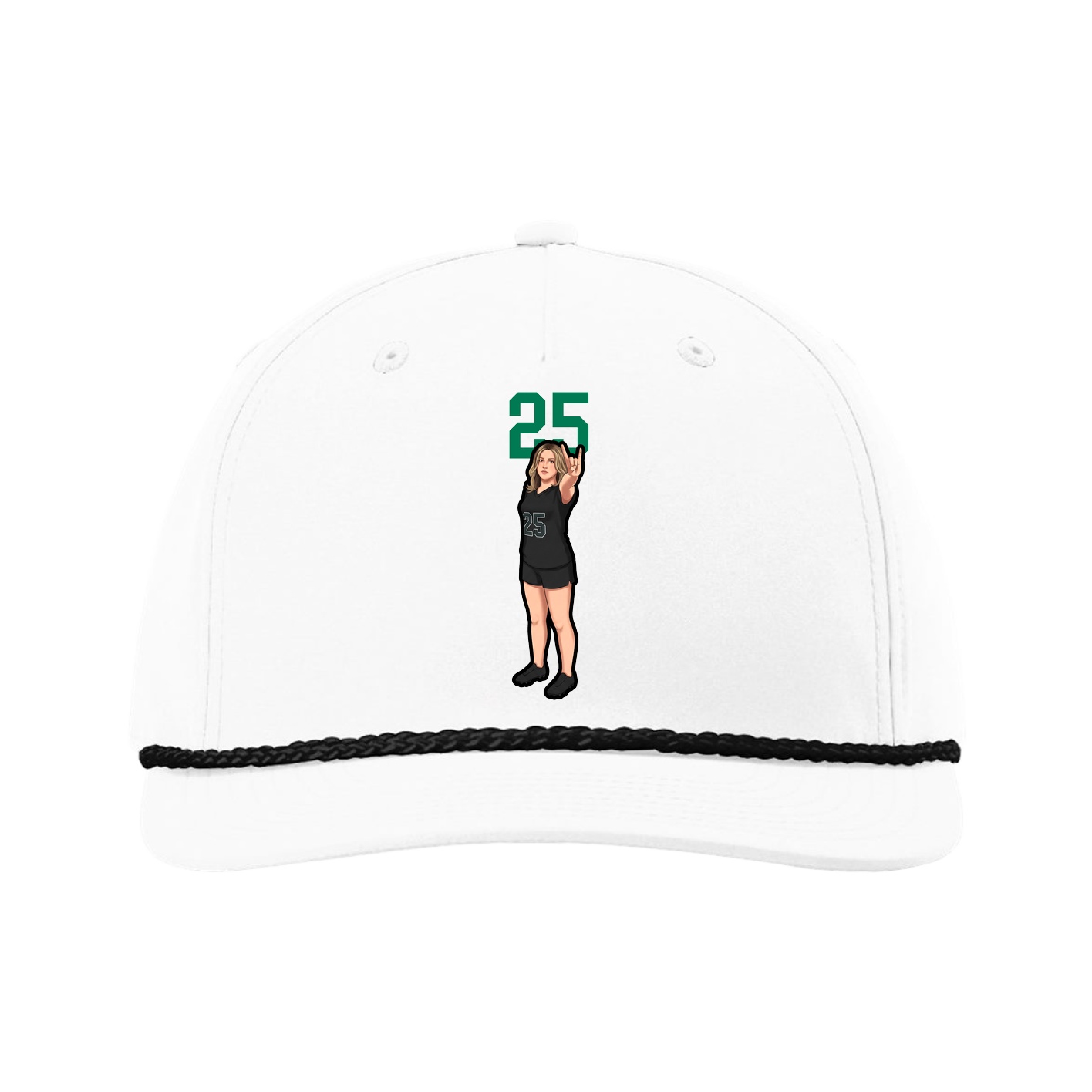 Five-Panel Classic Rope Cap — Number Top in White