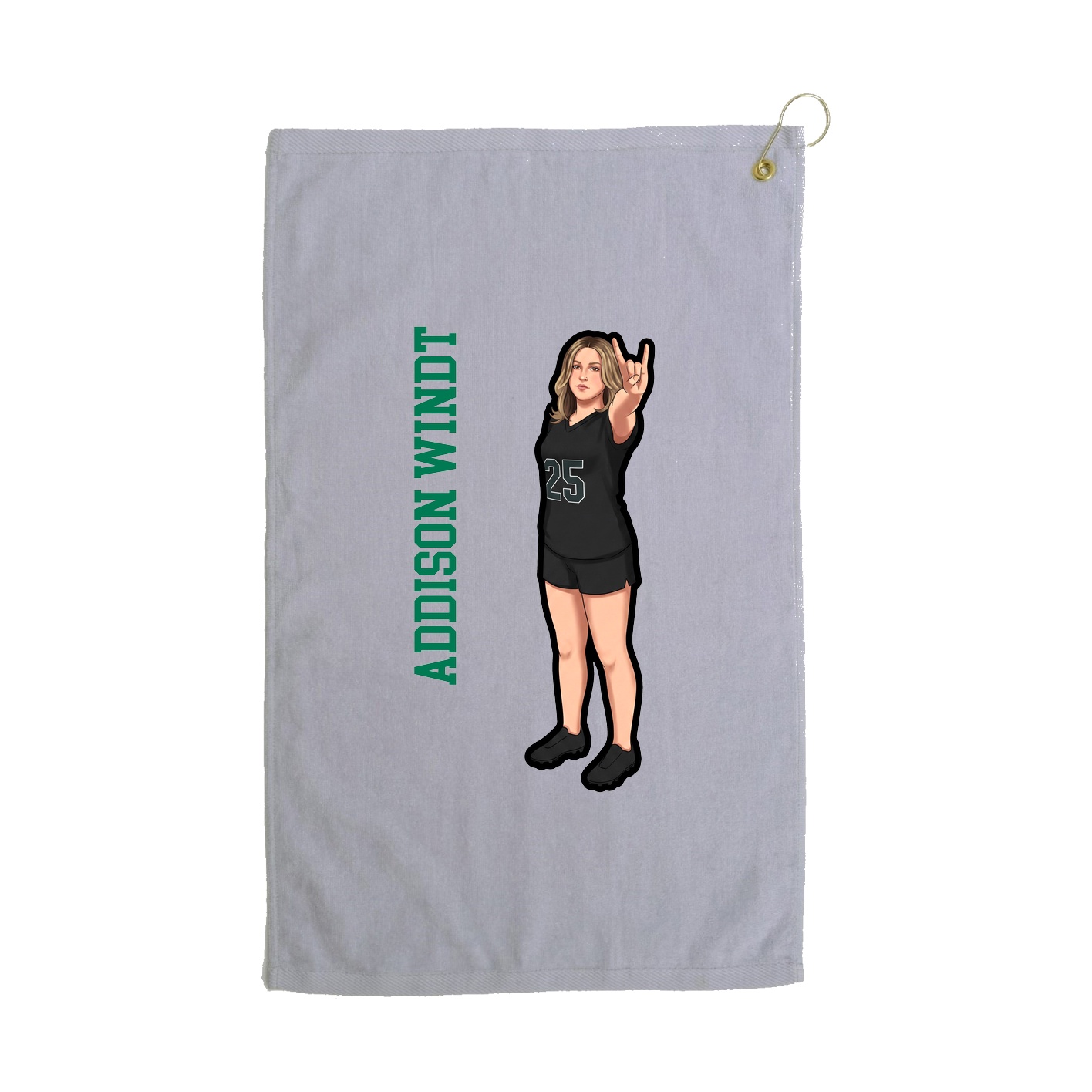Golf Towel — Name Vertical in Grey