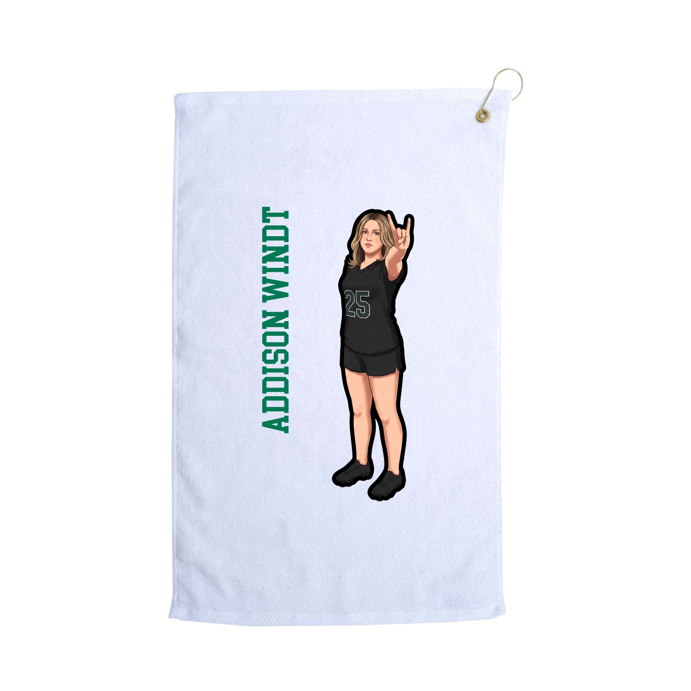 Golf Towel — Name Vertical in White