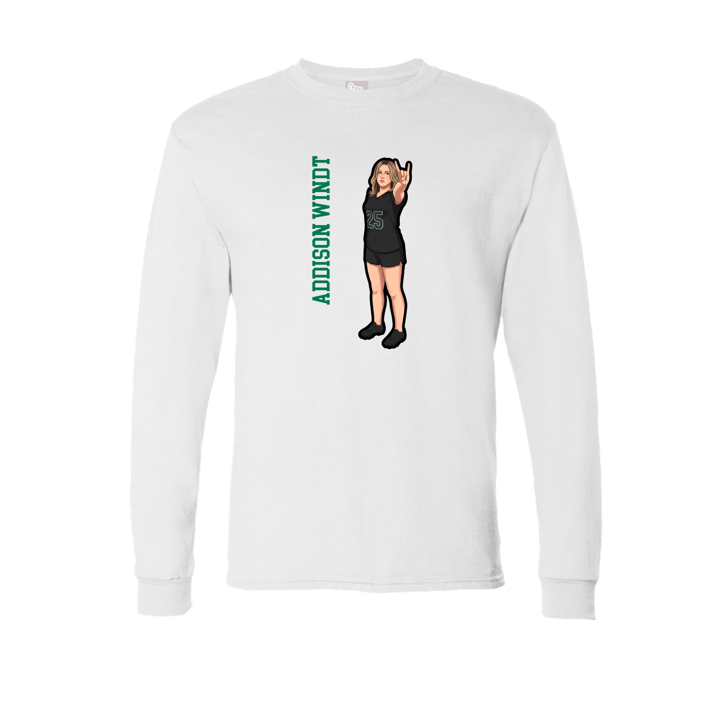 Long Sleeve Tee — Name Vertical in White