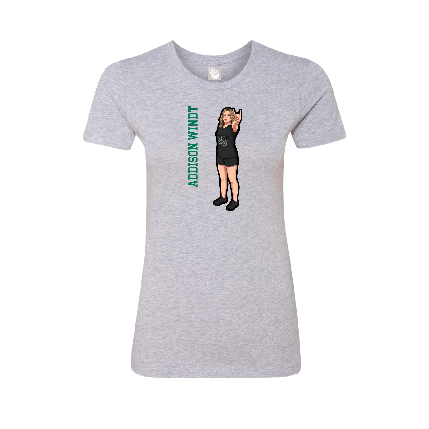 Womens Tee — Name Vertical in Grey