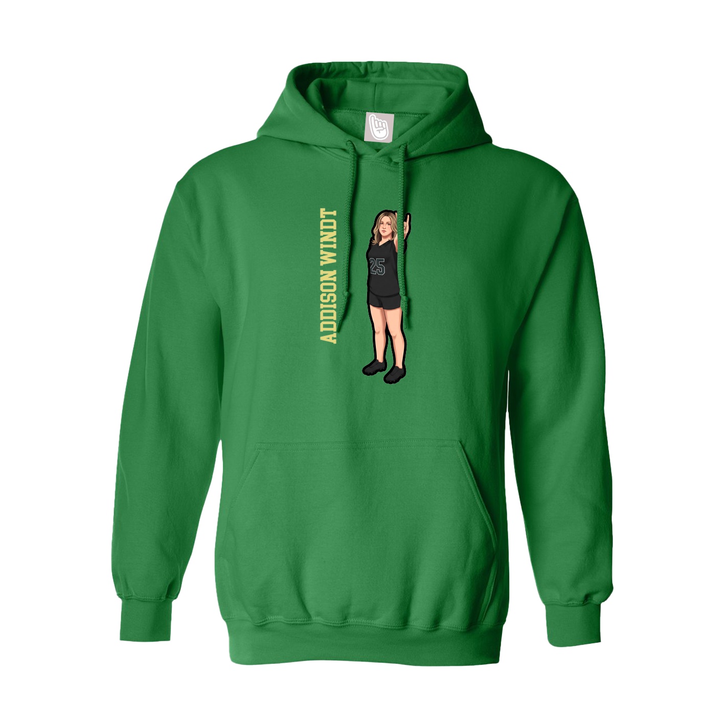 Hoodie — Name Vertical in Green