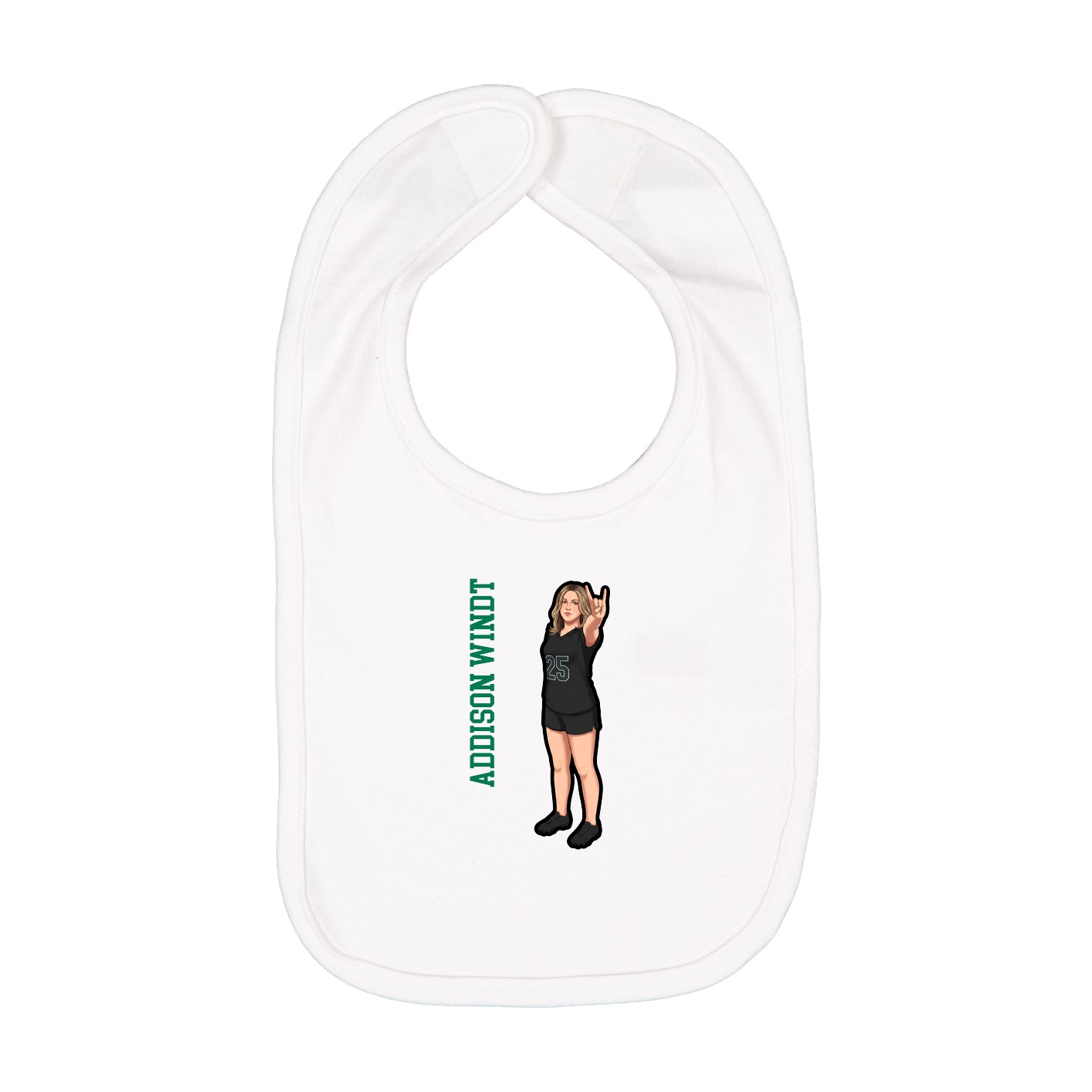 Infant Bib — Name Vertical in White