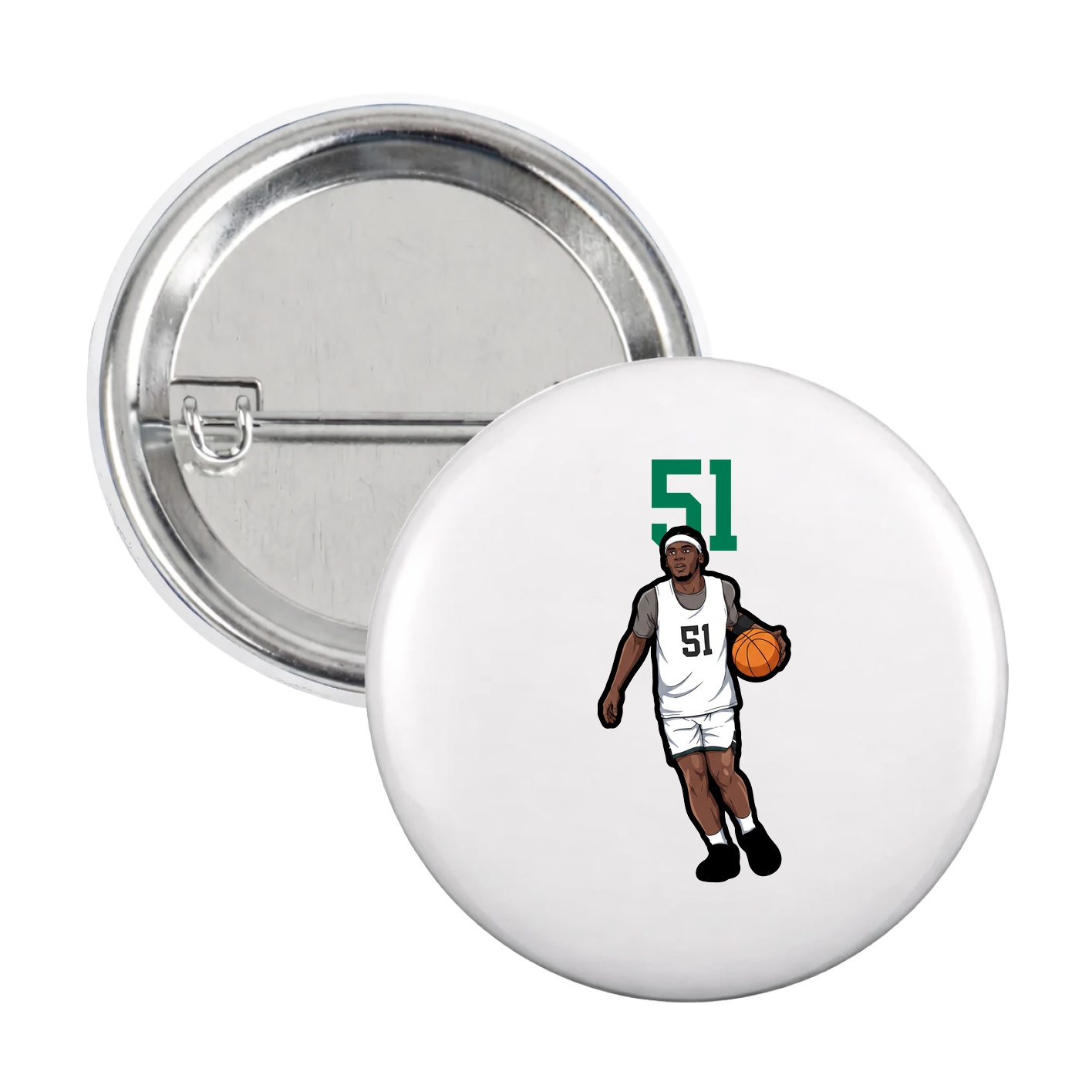 Game Day Button — Number Top in White