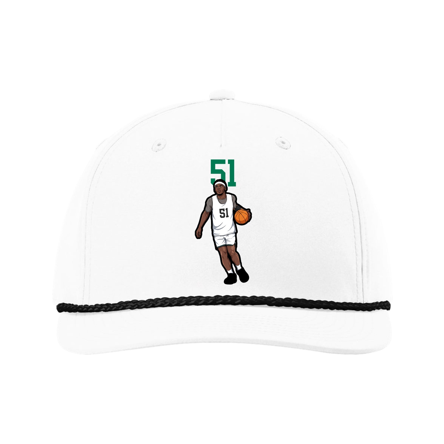 Five-Panel Classic Rope Cap — Number Top in White