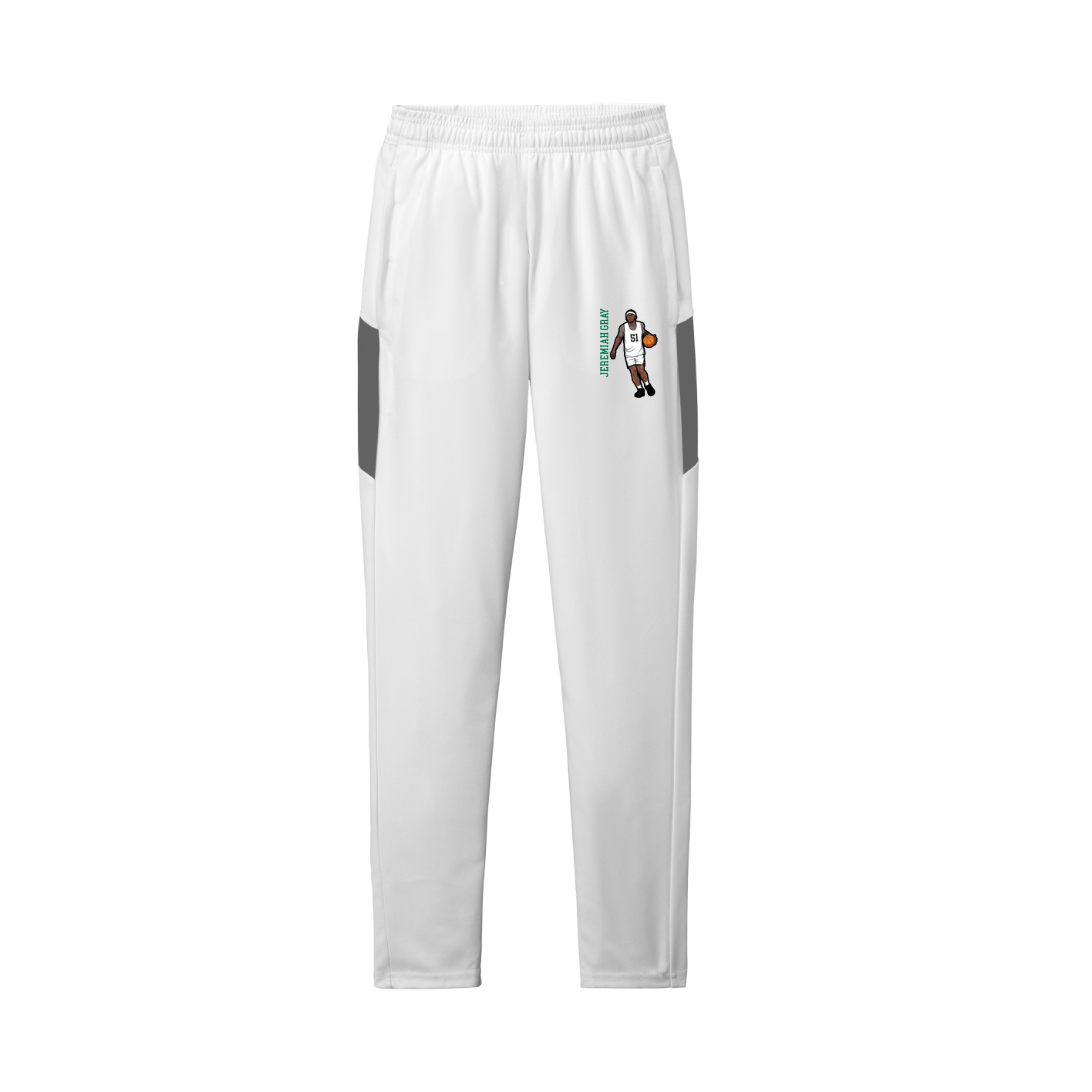 Team Travel Pant — Name Vertical in White/Grey