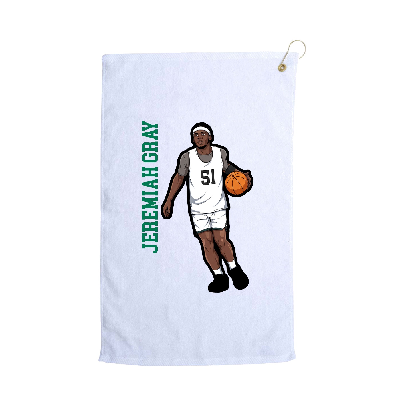 Golf Towel — Name Vertical in White