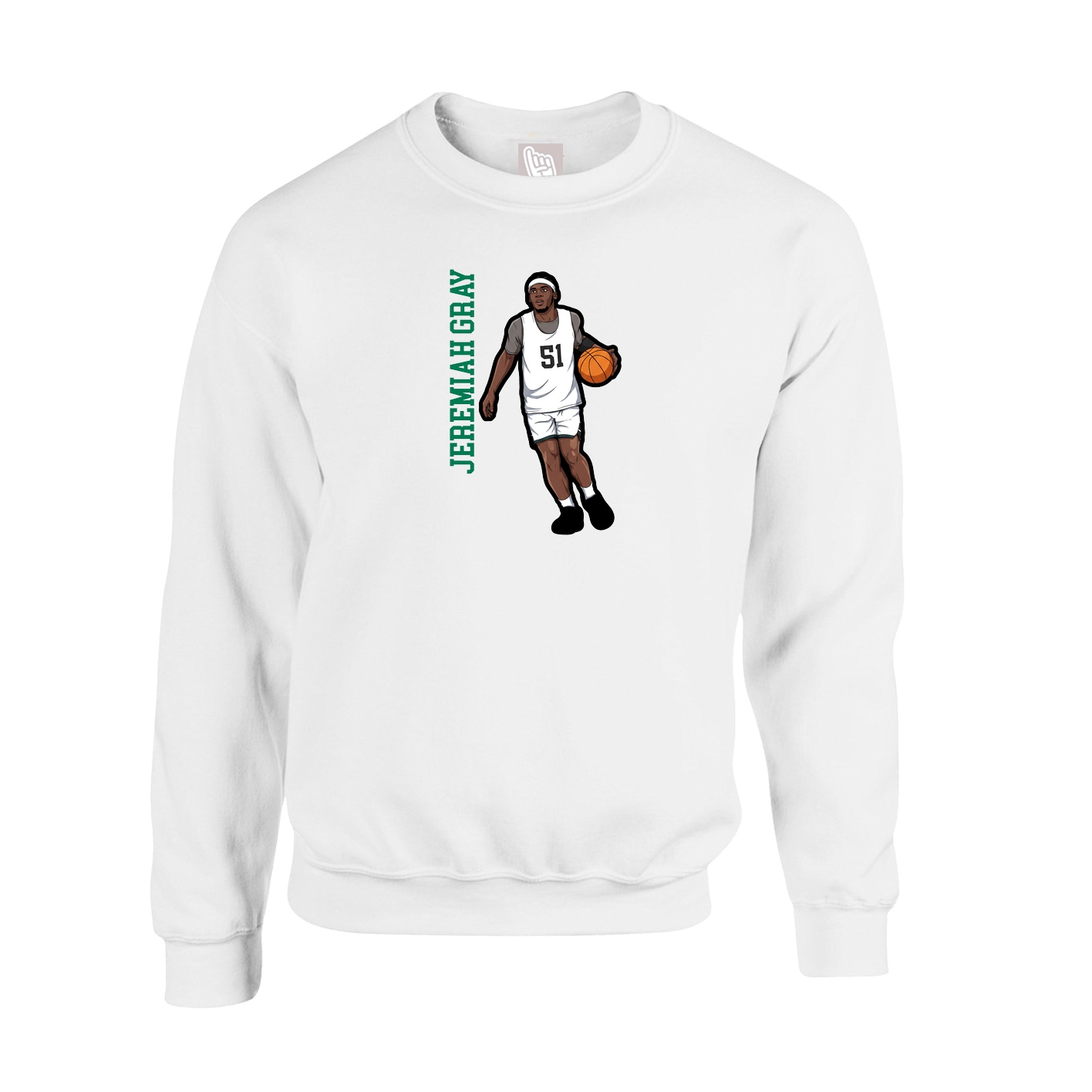 Fleece Crew — Name Vertical in White