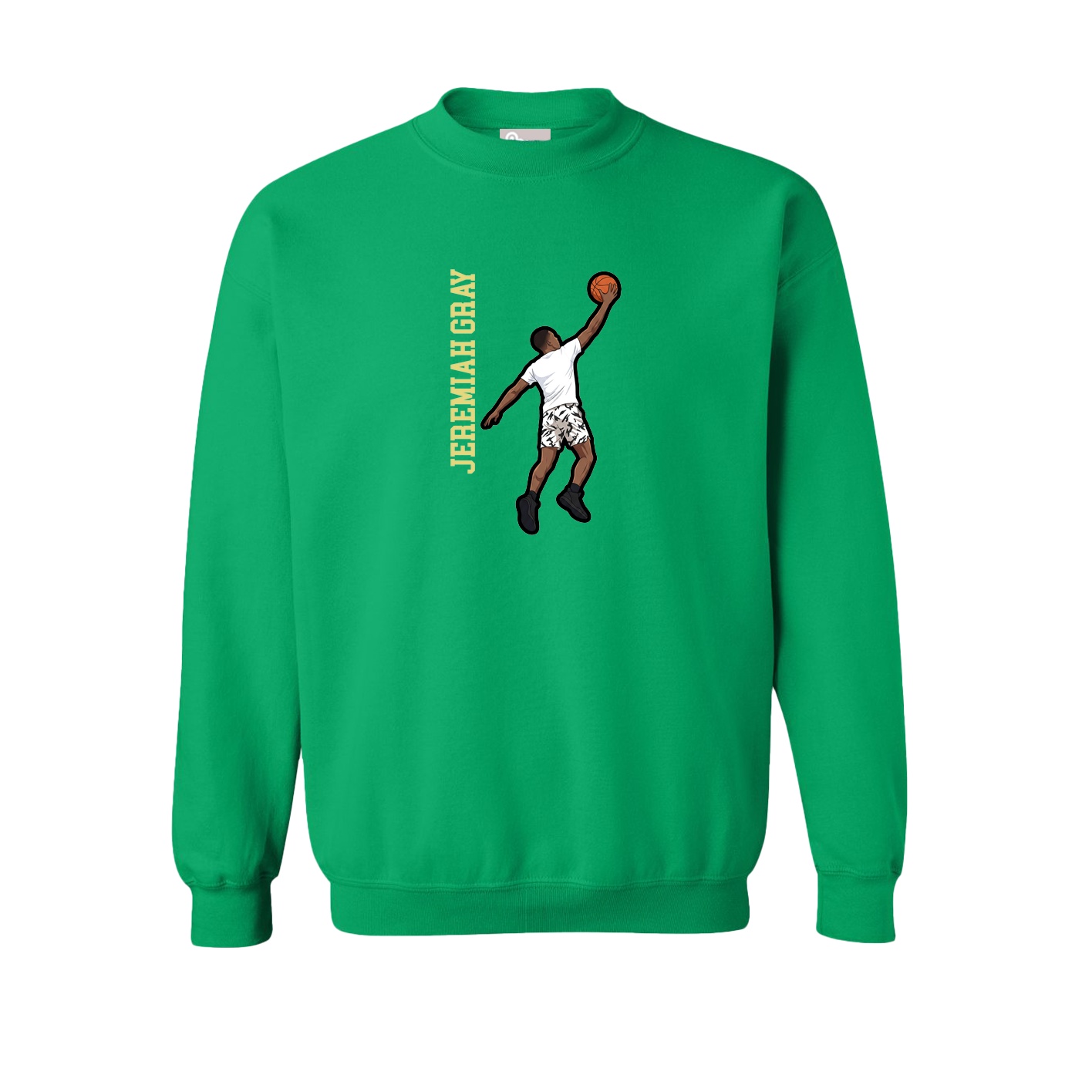 Fleece Crew — Name Vertical in Green