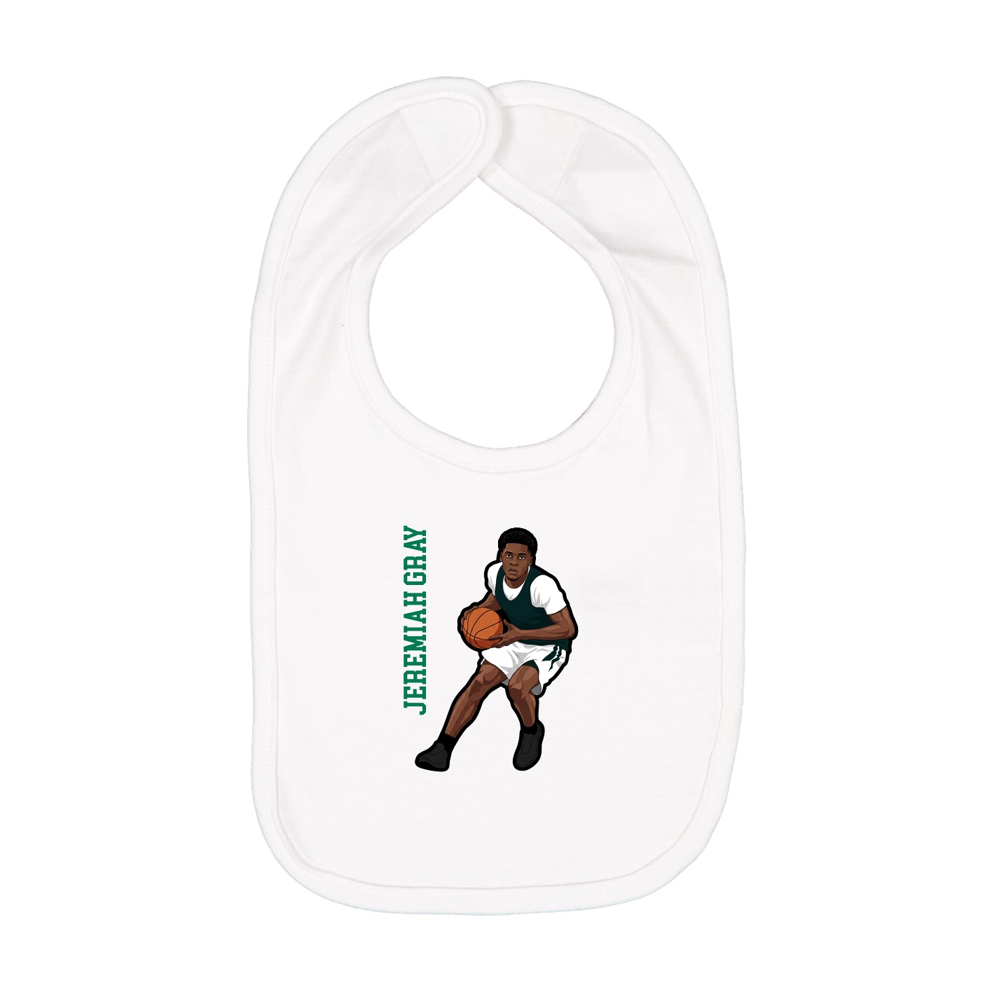 Infant Bib — Name Vertical in White