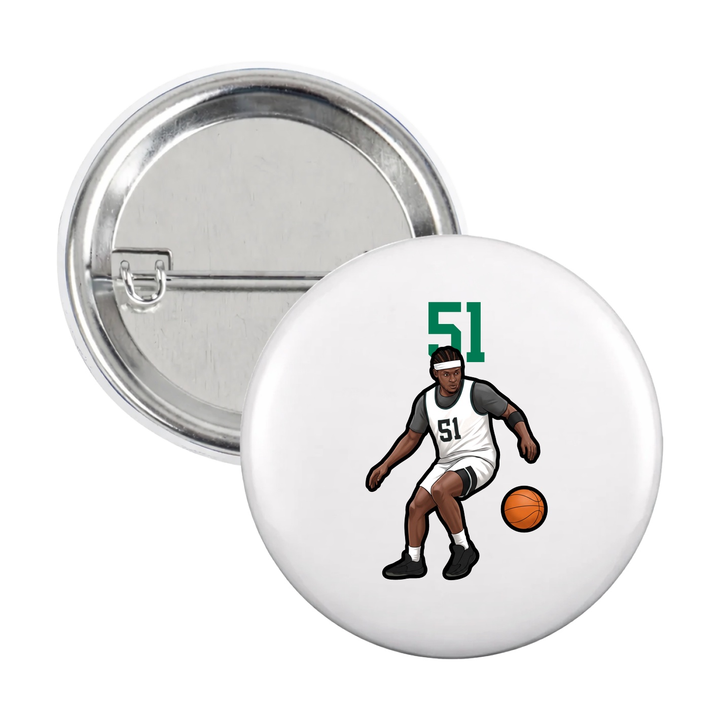 Game Day Button — Number Top in White