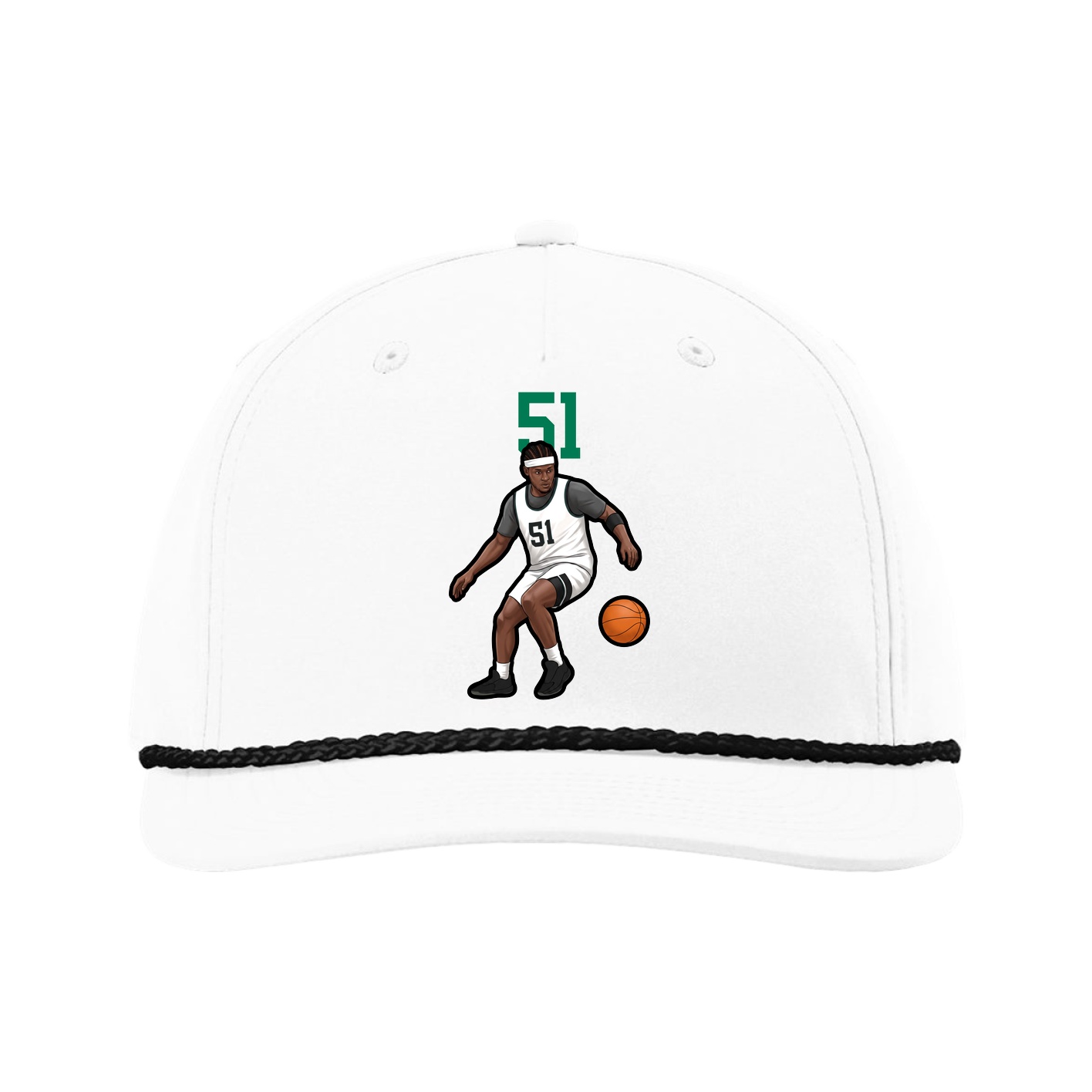 Five-Panel Classic Rope Cap — Number Top in White