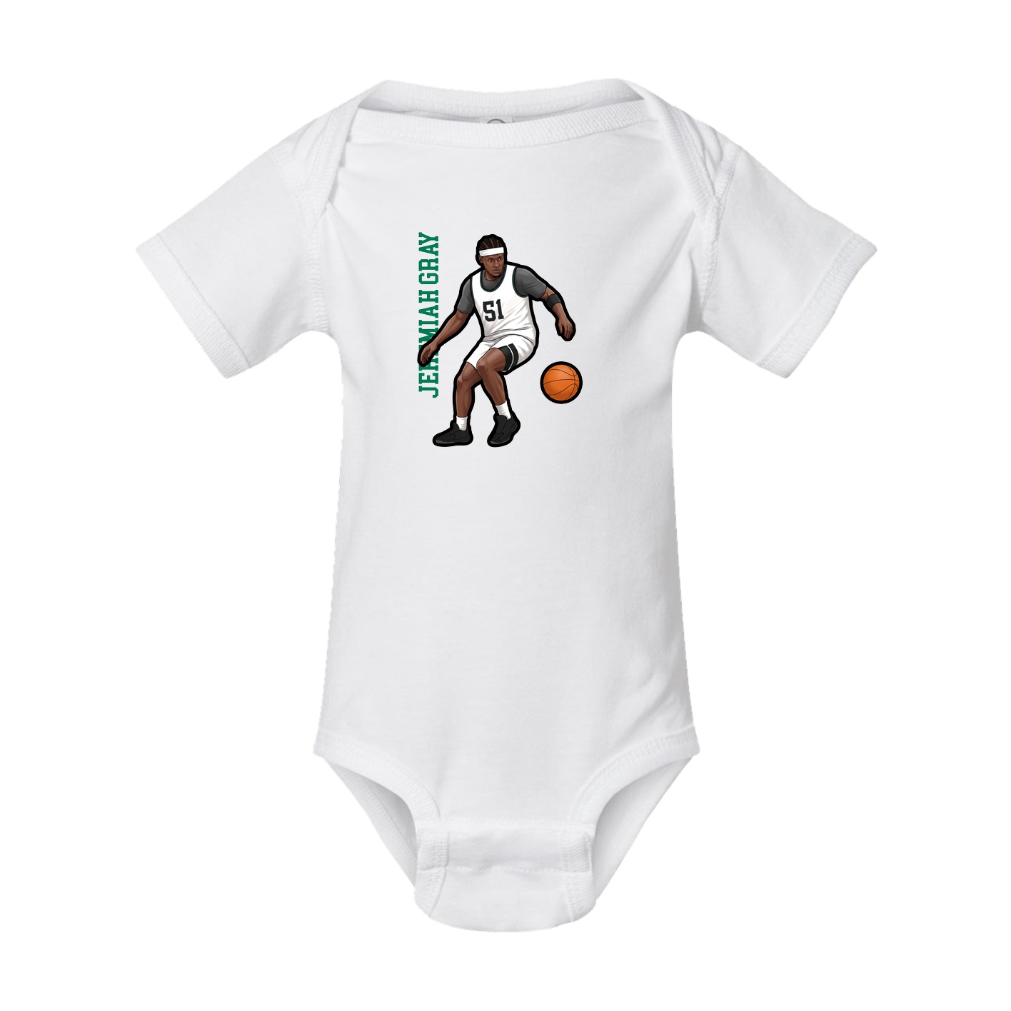 Baby Onesie — Name Vertical in White