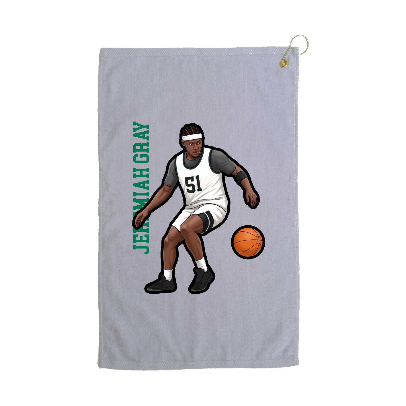Golf Towel — Name Vertical in Grey