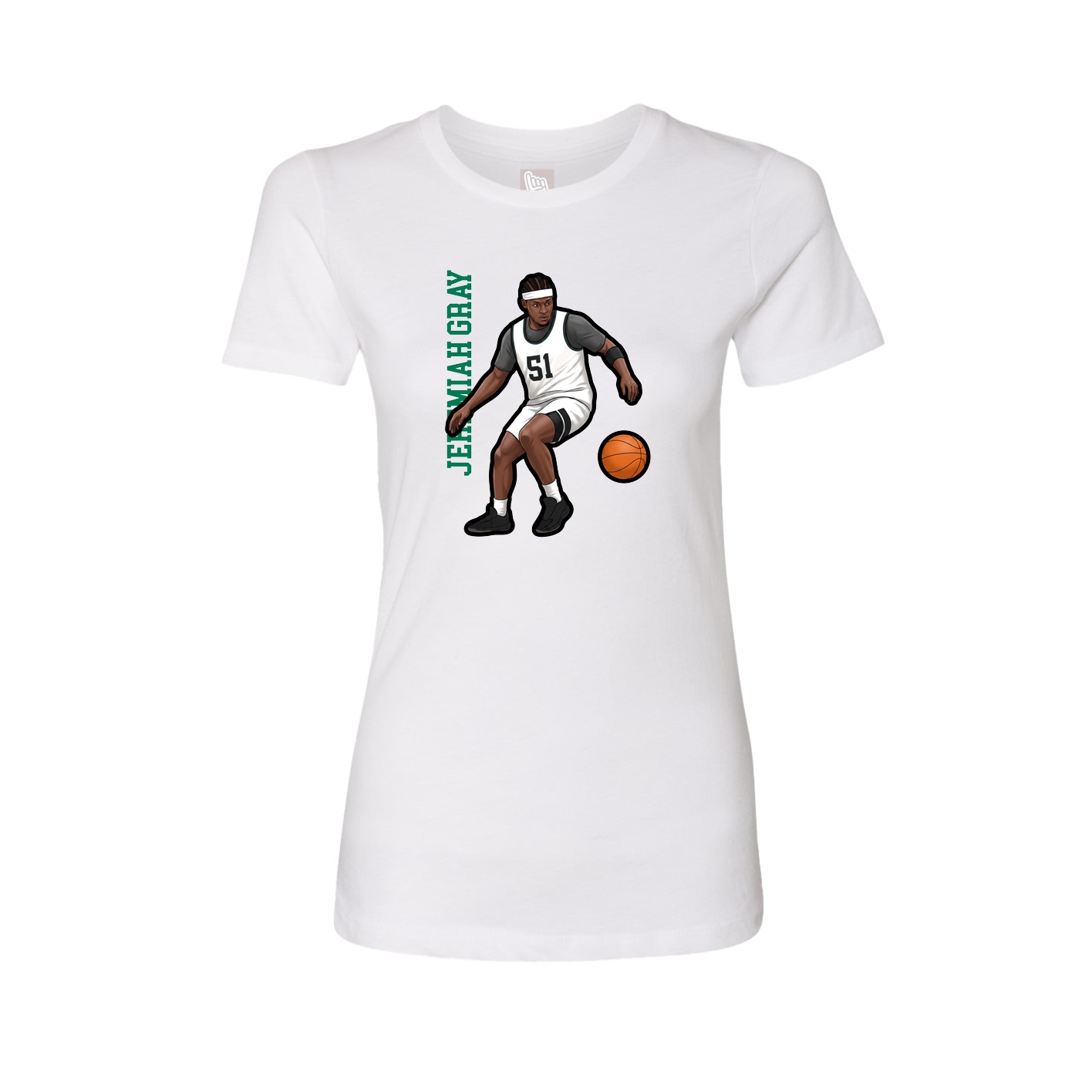 Fitted Women's Tee — Name Vertical in White