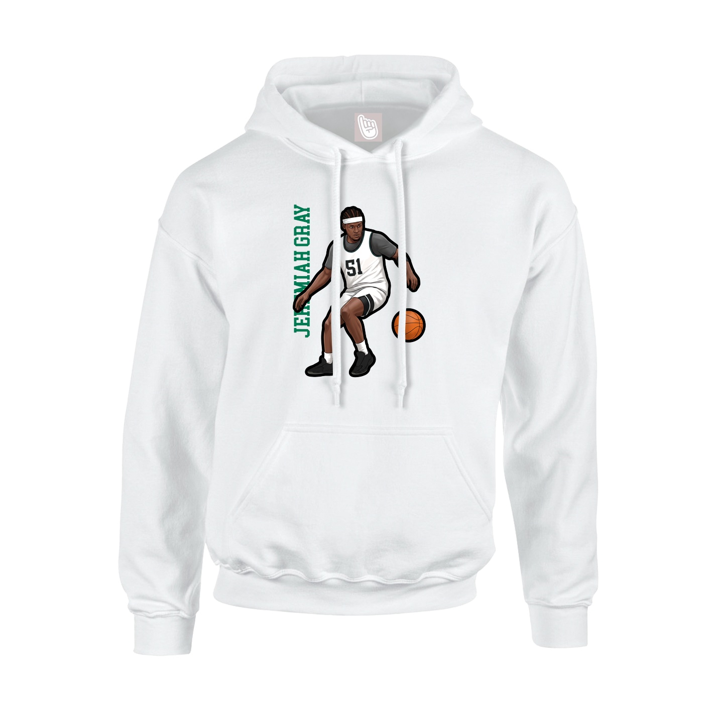 Hoodie — Name Vertical in White