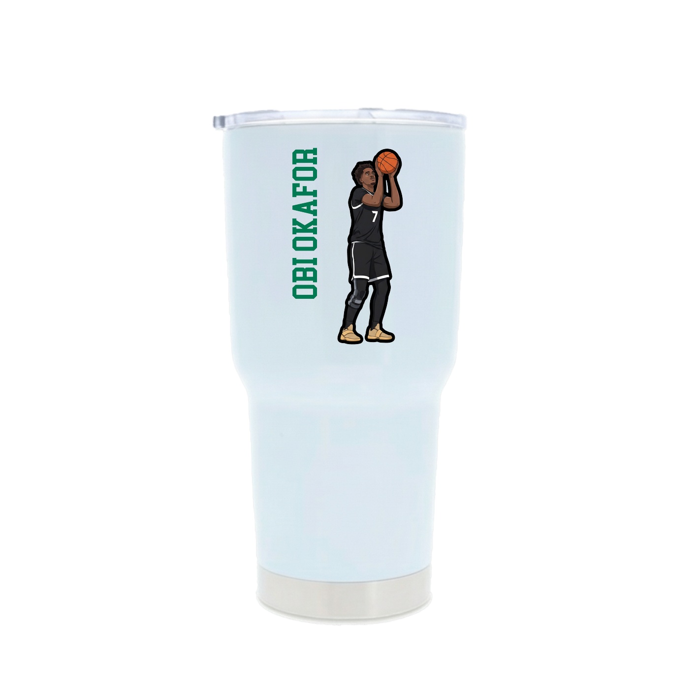 30oz Stainless Steel Tumbler — Name Vertical in White