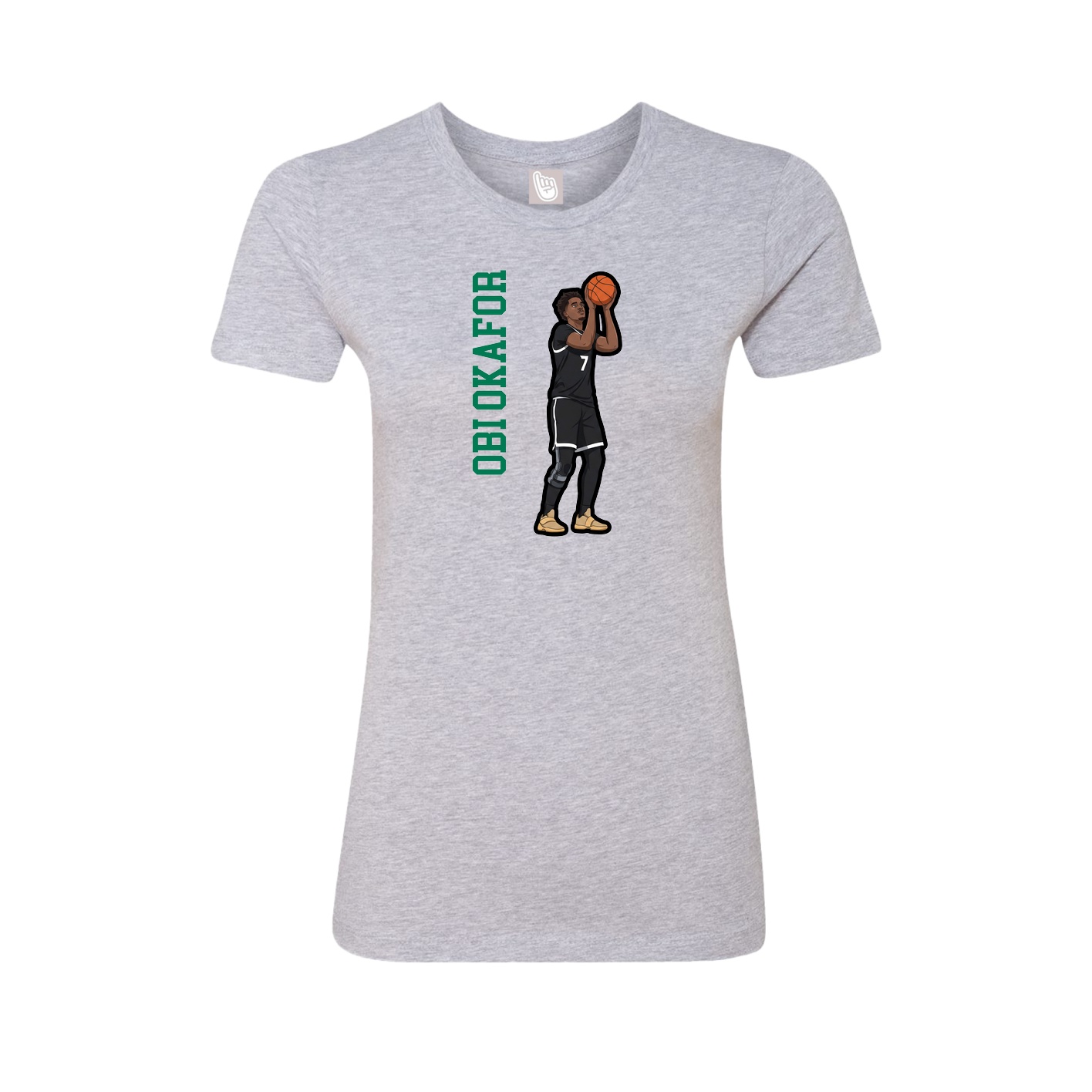 Fitted Women's Tee — Name Vertical in Grey