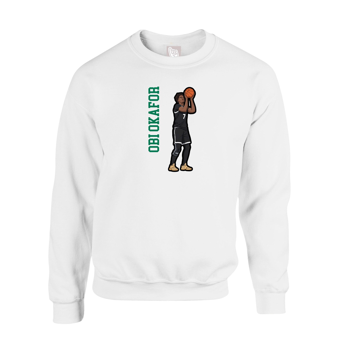 Fleece Crew — Name Vertical in White