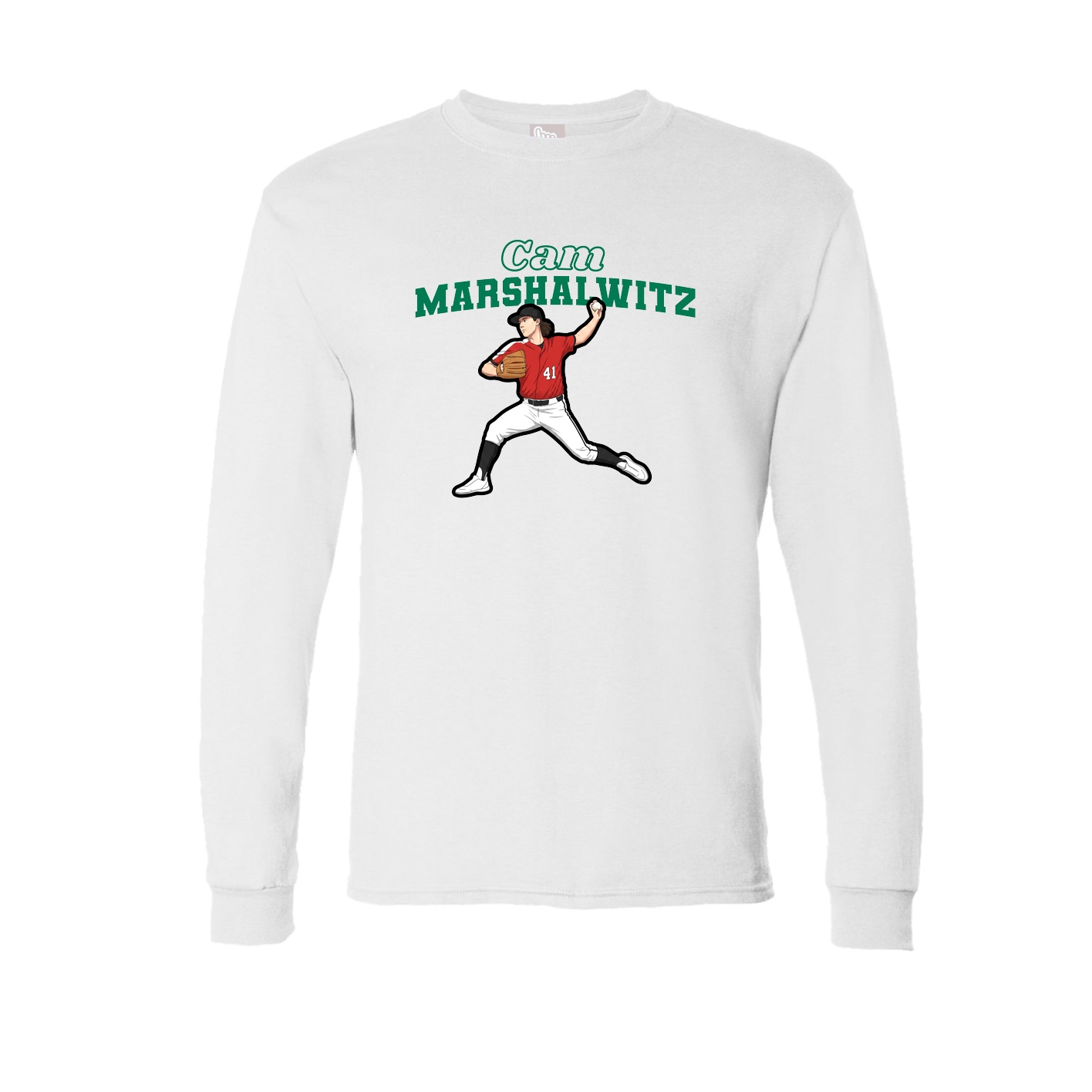 Long Sleeve Tee — Name Arch in White