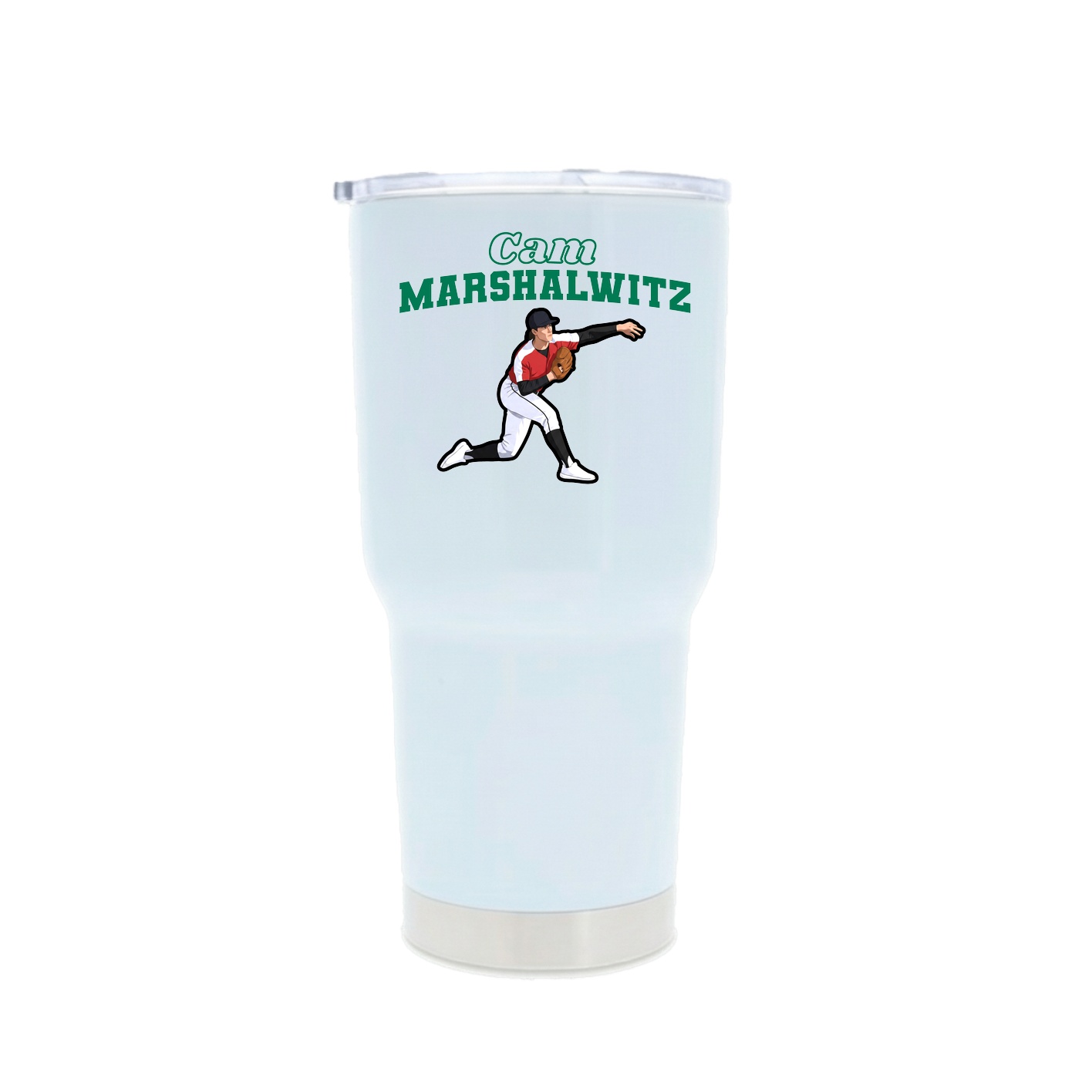 30oz Stainless Steel Tumbler — Name Arch in White