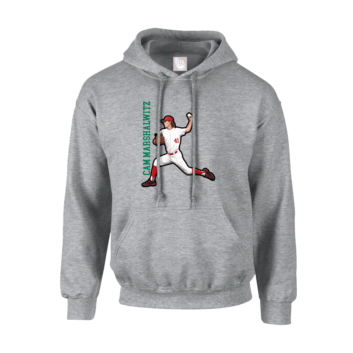Youth Hoodie — Name Vertical in Grey