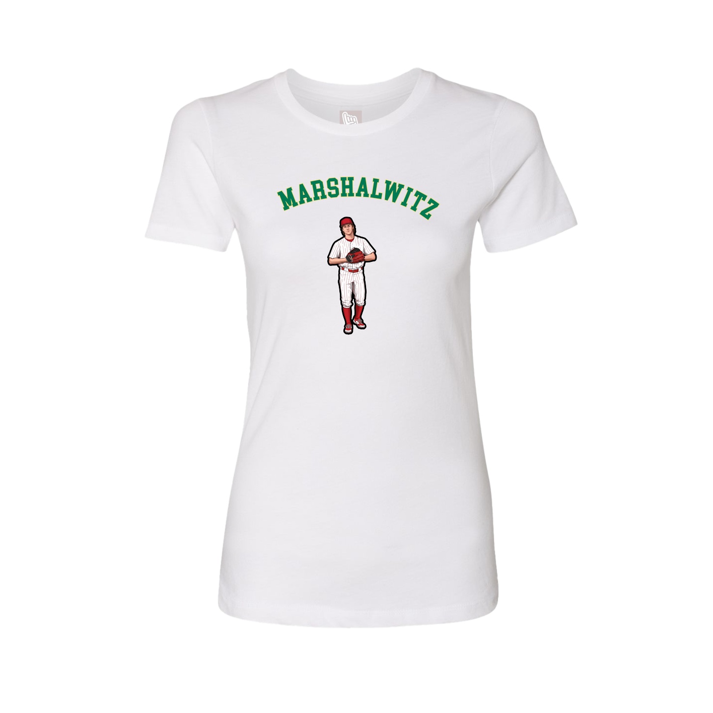 Fitted Women's Tee — Shirsey Arch in White