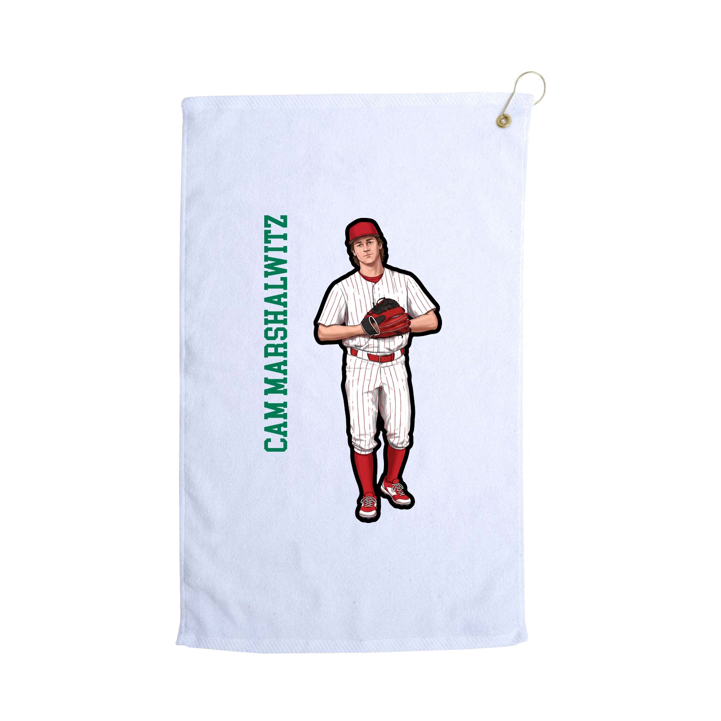 Golf Towel — Name Vertical in White