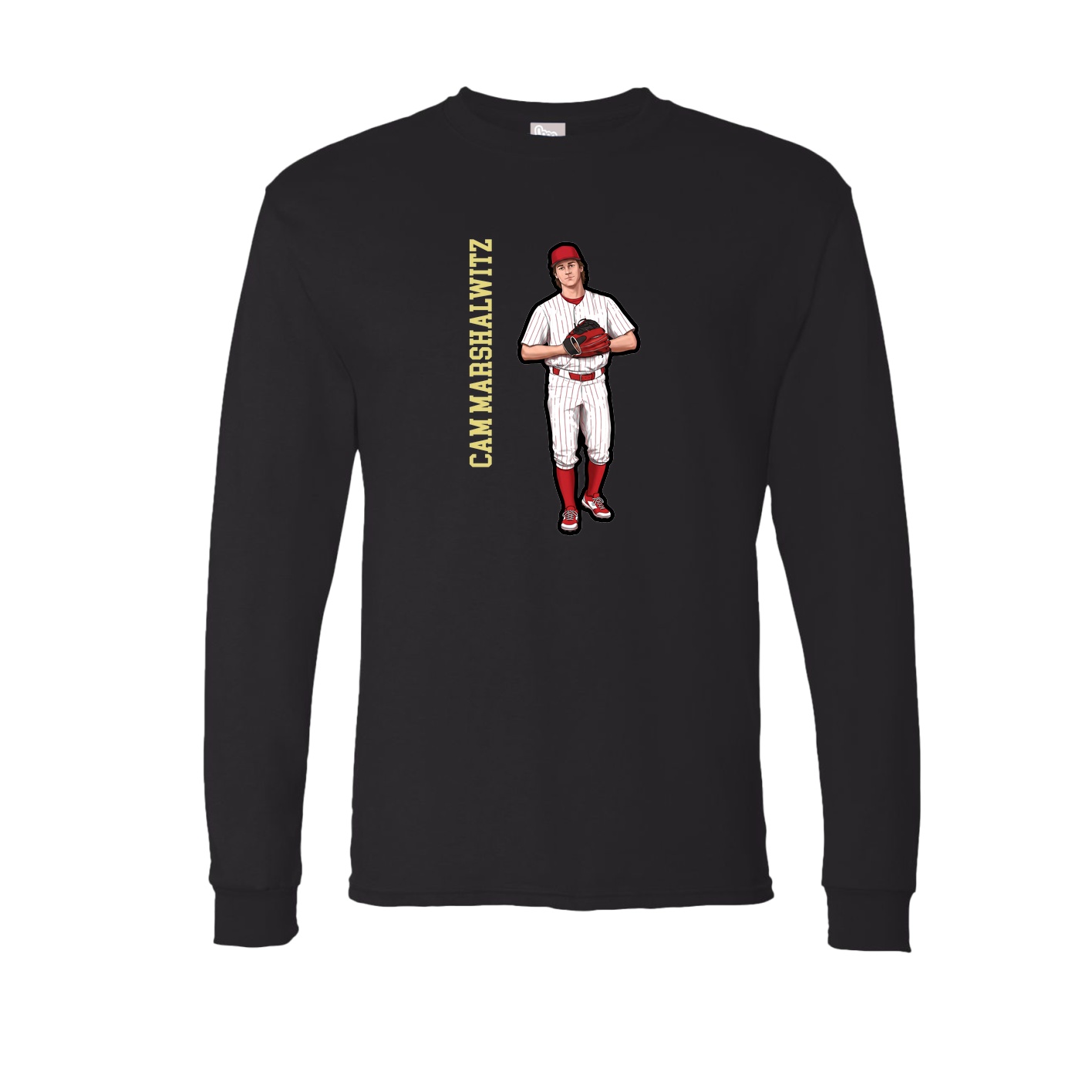Long Sleeve Tee — Name Vertical in Black