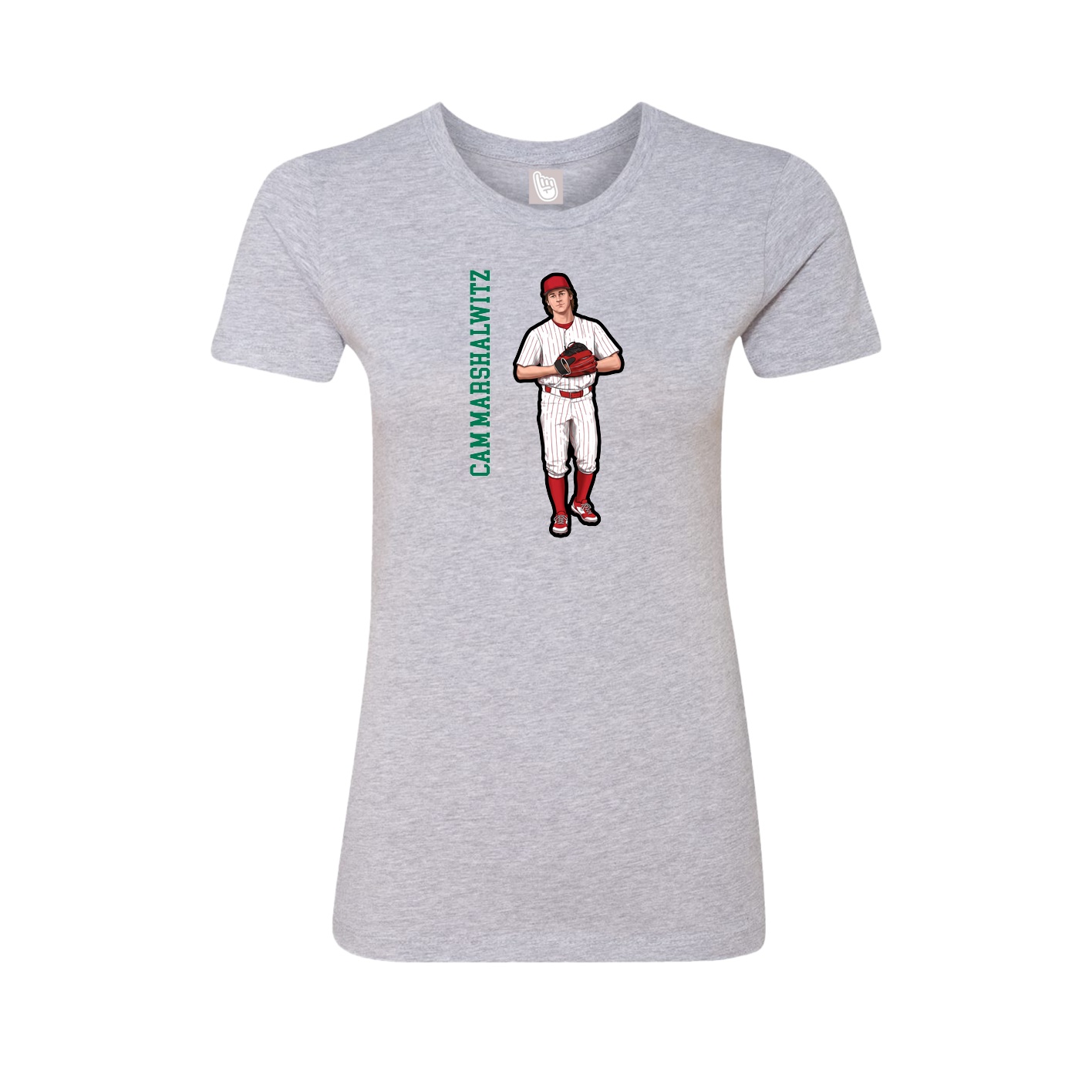 Womens Tee — Name Vertical in Grey