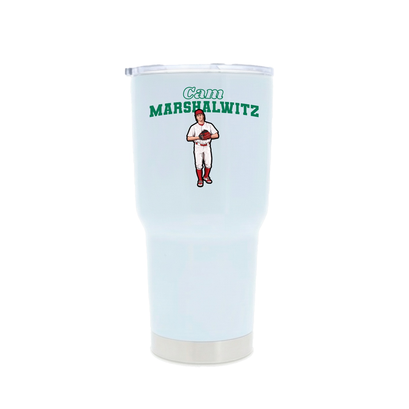 30oz Stainless Steel Tumbler — Name Arch in White
