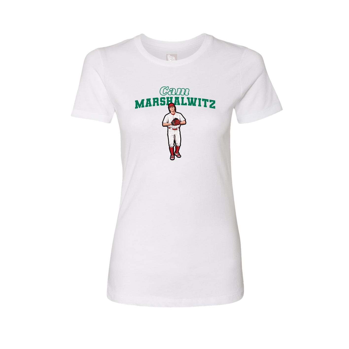 Womens Tee — Name Arch in White