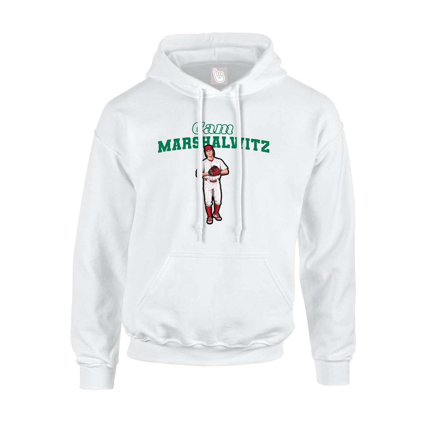 Youth Hoodie — Name Arch in White