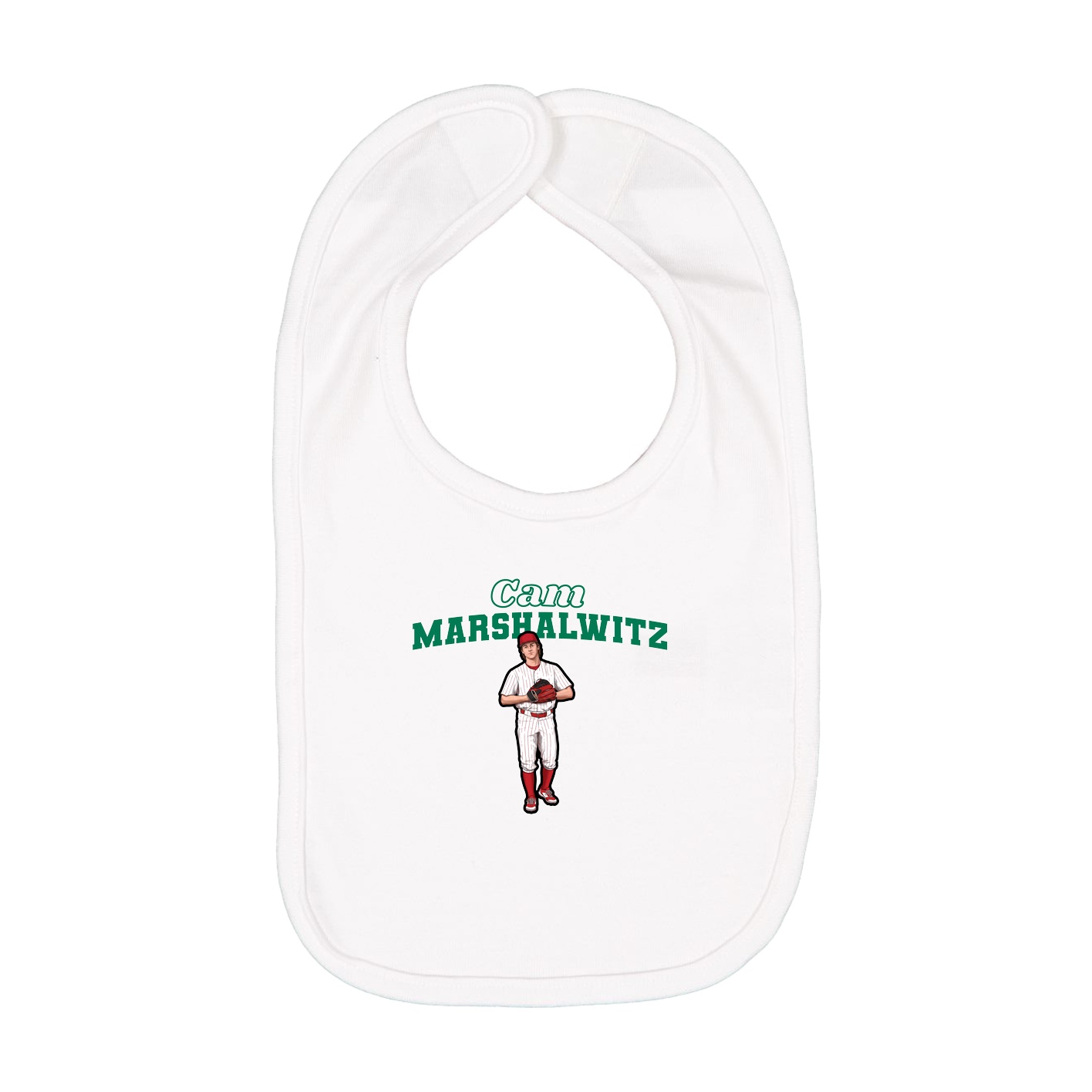 Infant Bib — Name Arch in White