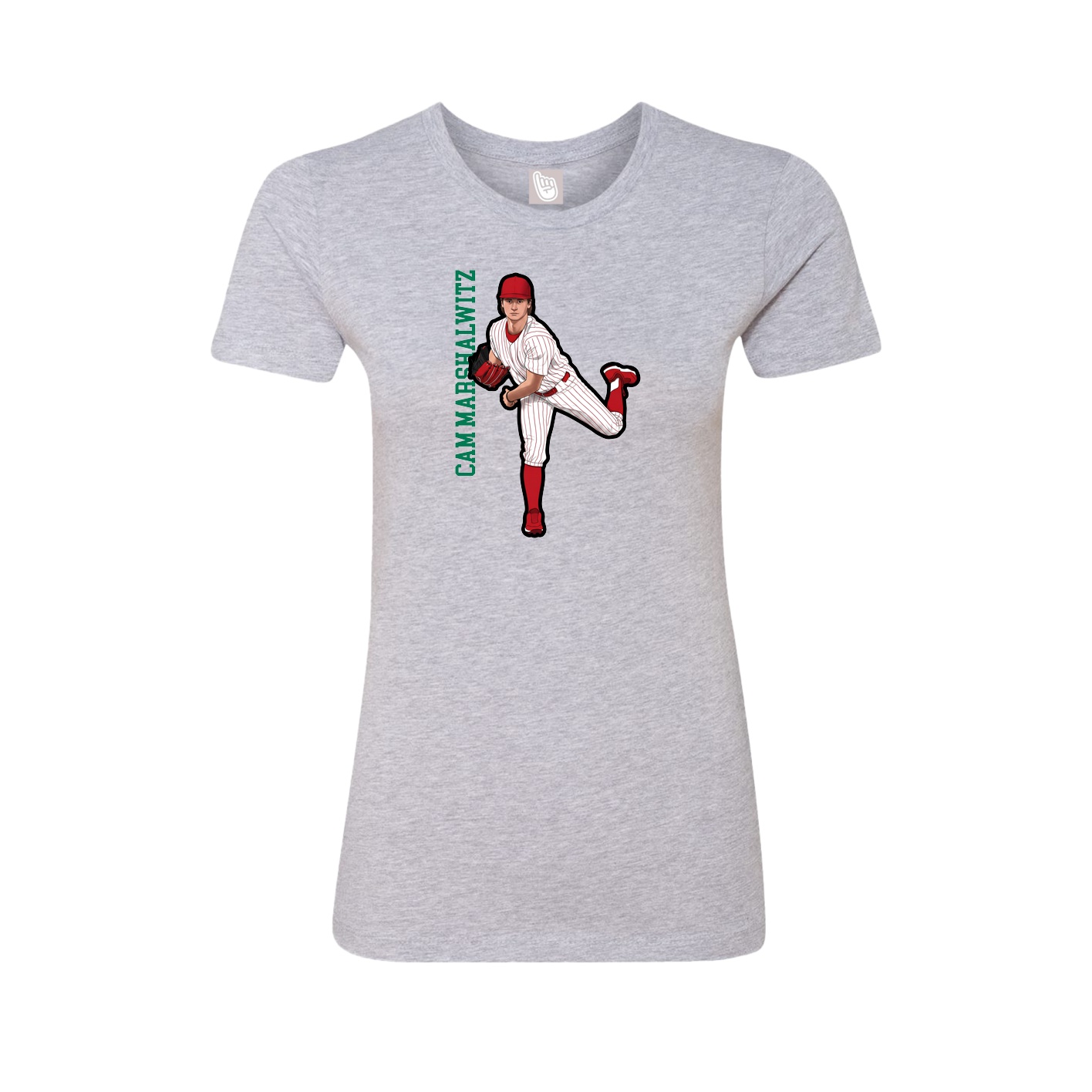 Fitted Women's Tee — Name Vertical in Grey