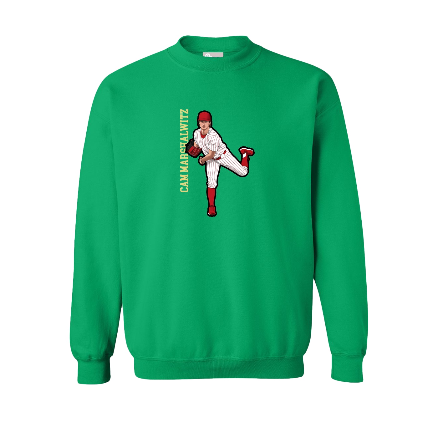 Fleece Crew — Name Vertical in Green
