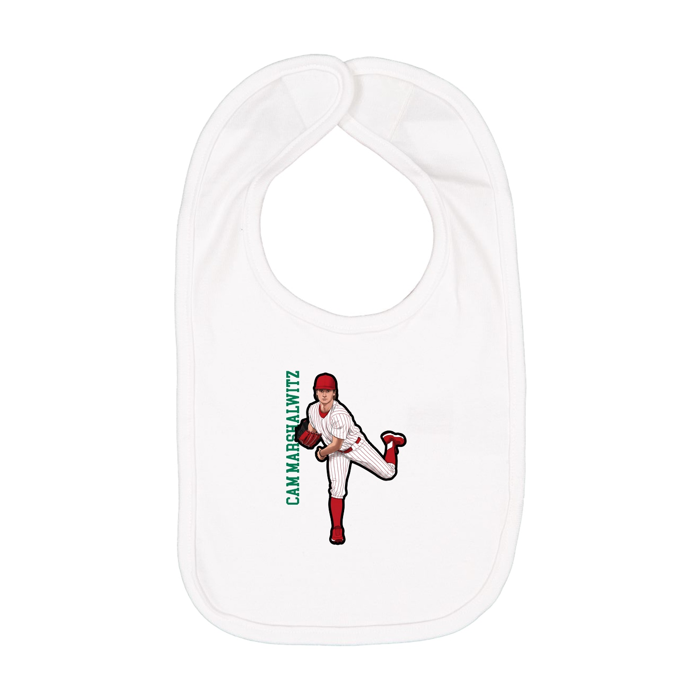 Infant Bib — Name Vertical in White
